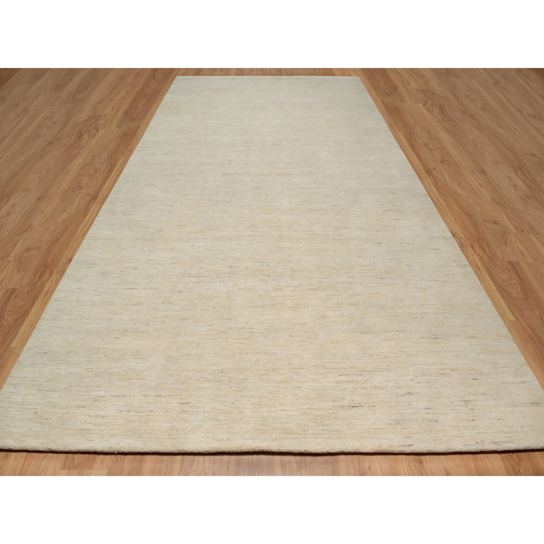 8'1"x15'10" Swan White, Modern, Plain Design, Lori Buft Gabbeh, Thick and Plush, Pure Wool, Hand Knotted, Gallery Size, Wide Runner, Oriental Rug Sh91309