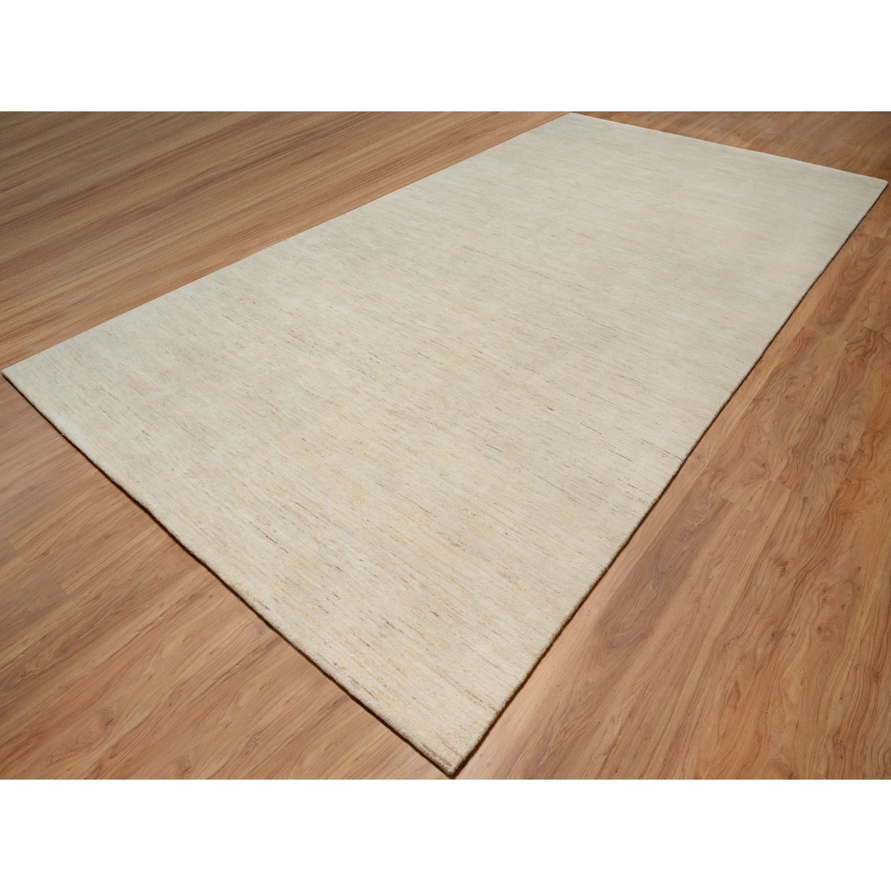 8'1"x15'10" Swan White, Modern, Plain Design, Lori Buft Gabbeh, Thick and Plush, Pure Wool, Hand Knotted, Gallery Size, Wide Runner, Oriental Rug Sh91309