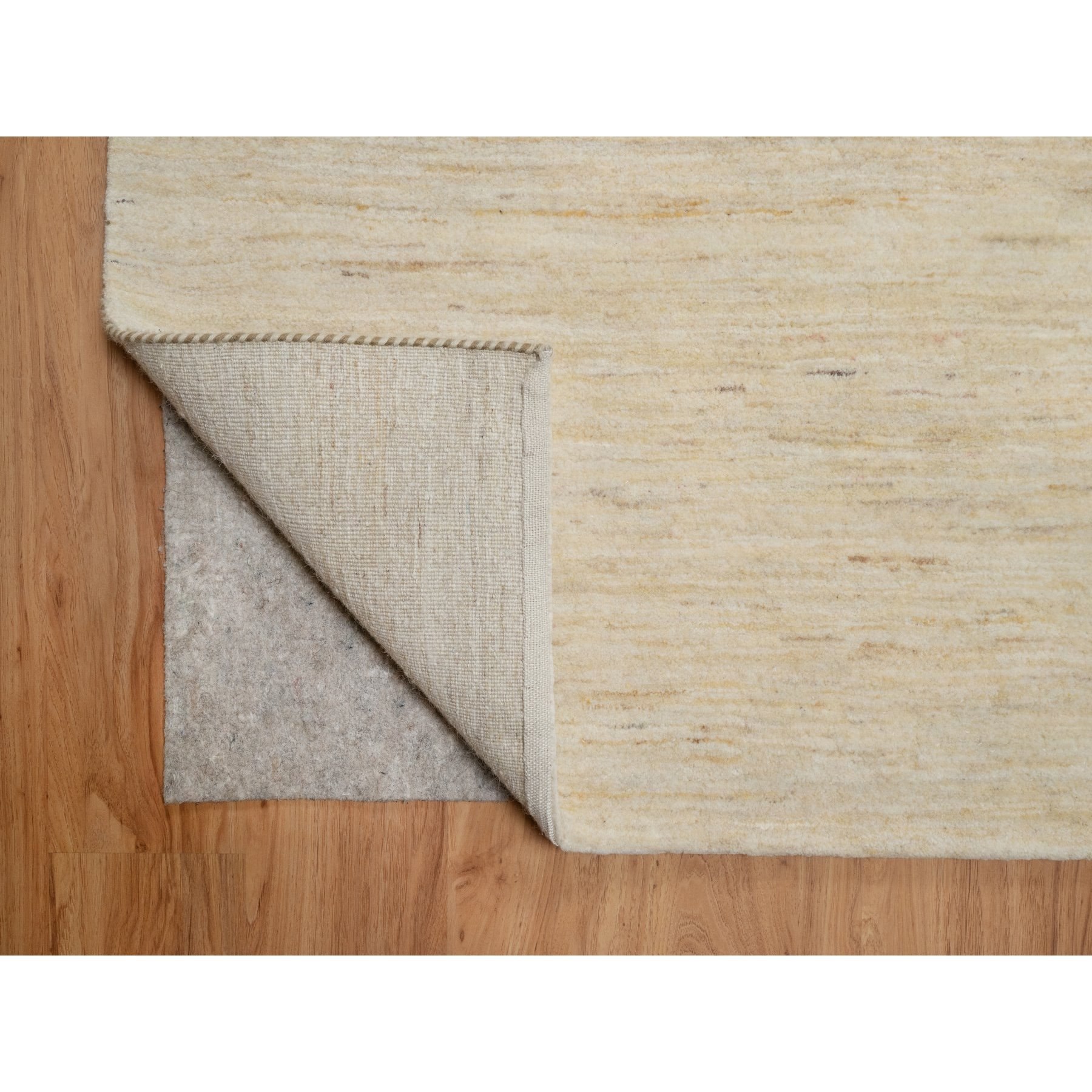 8'1"x15'10" Swan White, Modern, Plain Design, Lori Buft Gabbeh, Thick and Plush, Pure Wool, Hand Knotted, Gallery Size, Wide Runner, Oriental Rug Sh91309