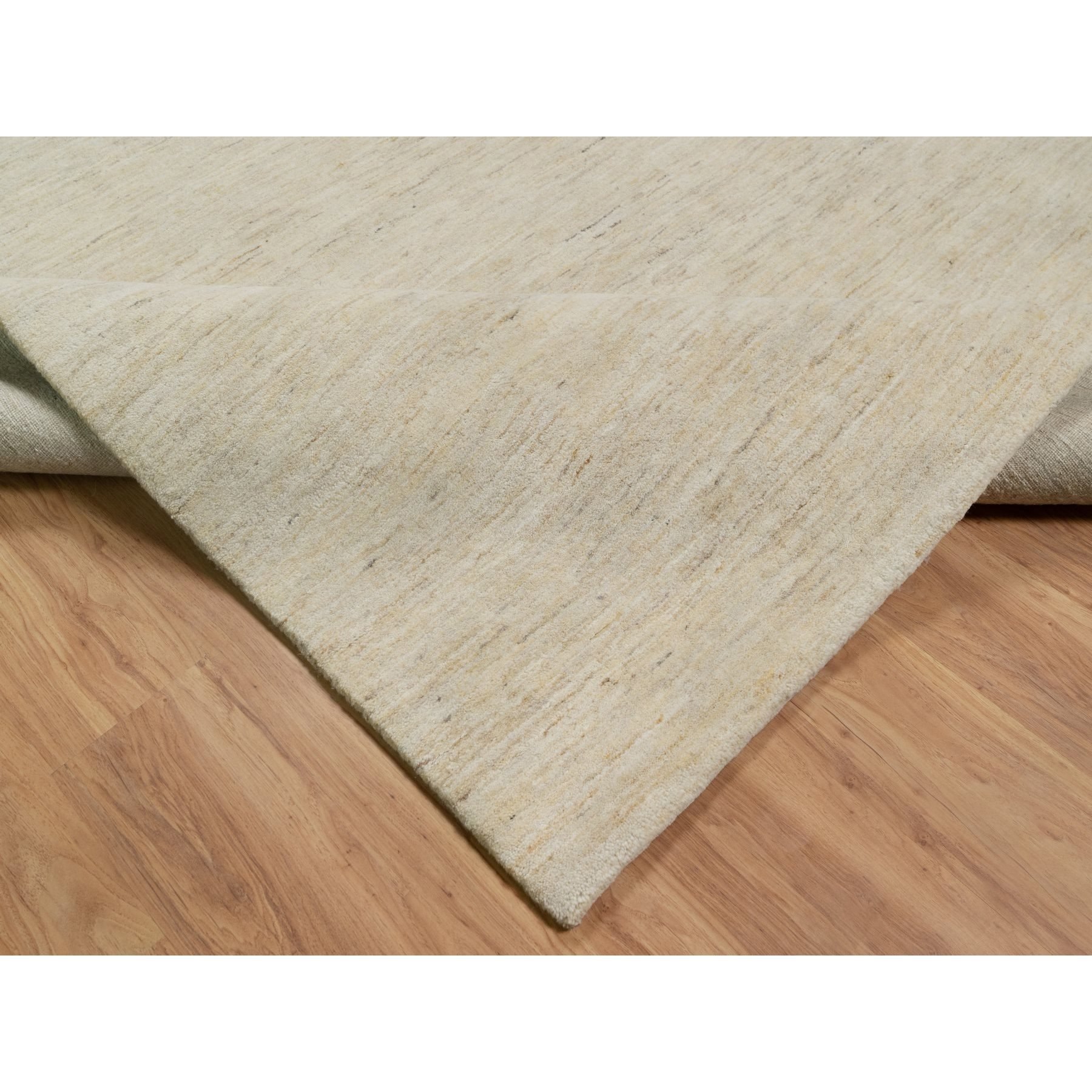 8'1"x15'10" Swan White, Modern, Plain Design, Lori Buft Gabbeh, Thick and Plush, Pure Wool, Hand Knotted, Gallery Size, Wide Runner, Oriental Rug Sh91309