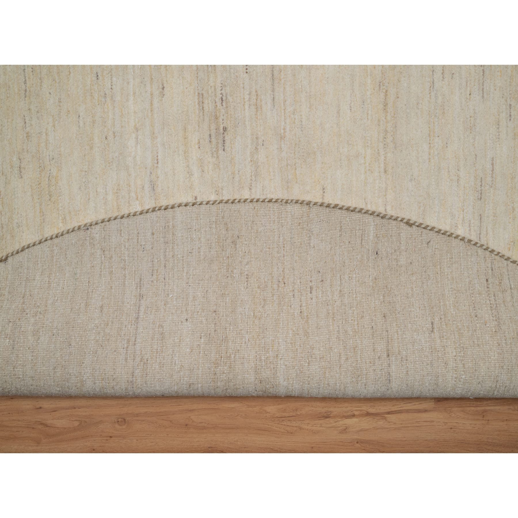 9'x9' Parchment White, Hand Knotted, Lori Buft Gabbeh, Modern, Plain Design, Thick and Plush, Pure Wool, Round, Oriental Rug Sh91310