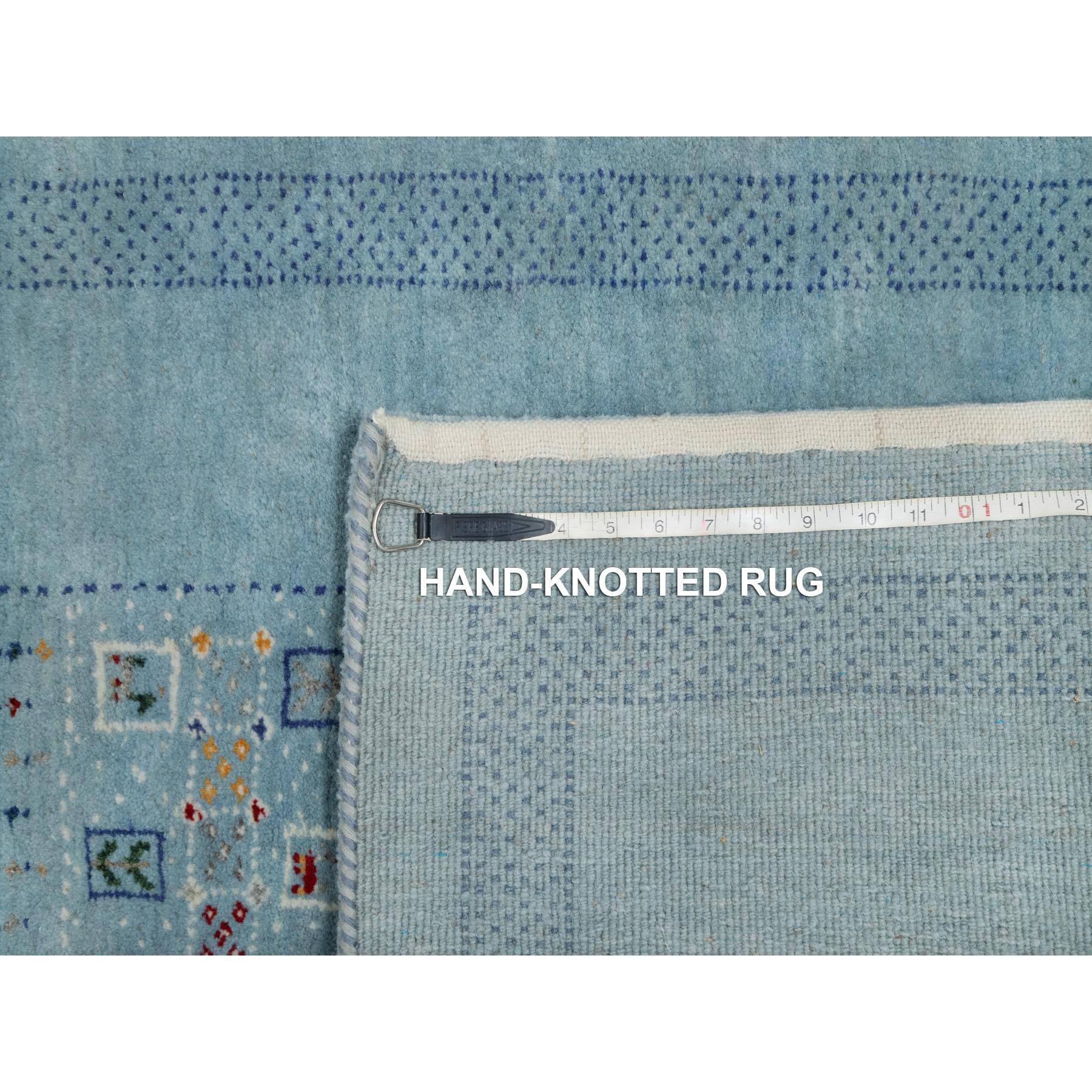 3'x5'6" Stone Blue, Lori Buft Gabbeh with Small Animal Figurines, Modern, Thick and Plush, 100% Wool, Hand Knotted, Oriental Rug Sh91311