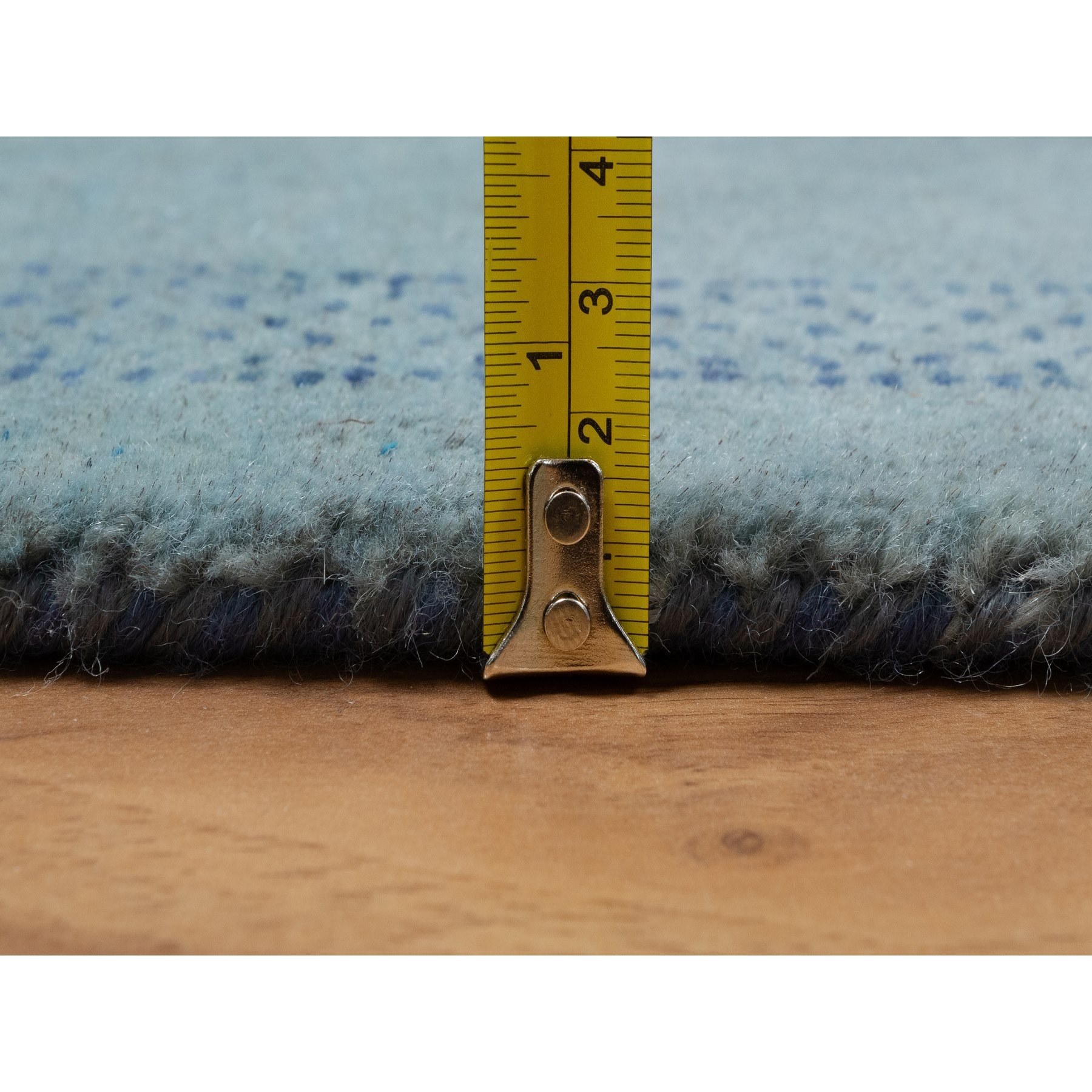 2'3"x4'5" Sterling Blue, Modern, Lori Buft Gabbeh with Small Animal Figurines, Thick and Plush, Pure Wool, Hand Knotted, Mat, Oriental Rug Sh91320