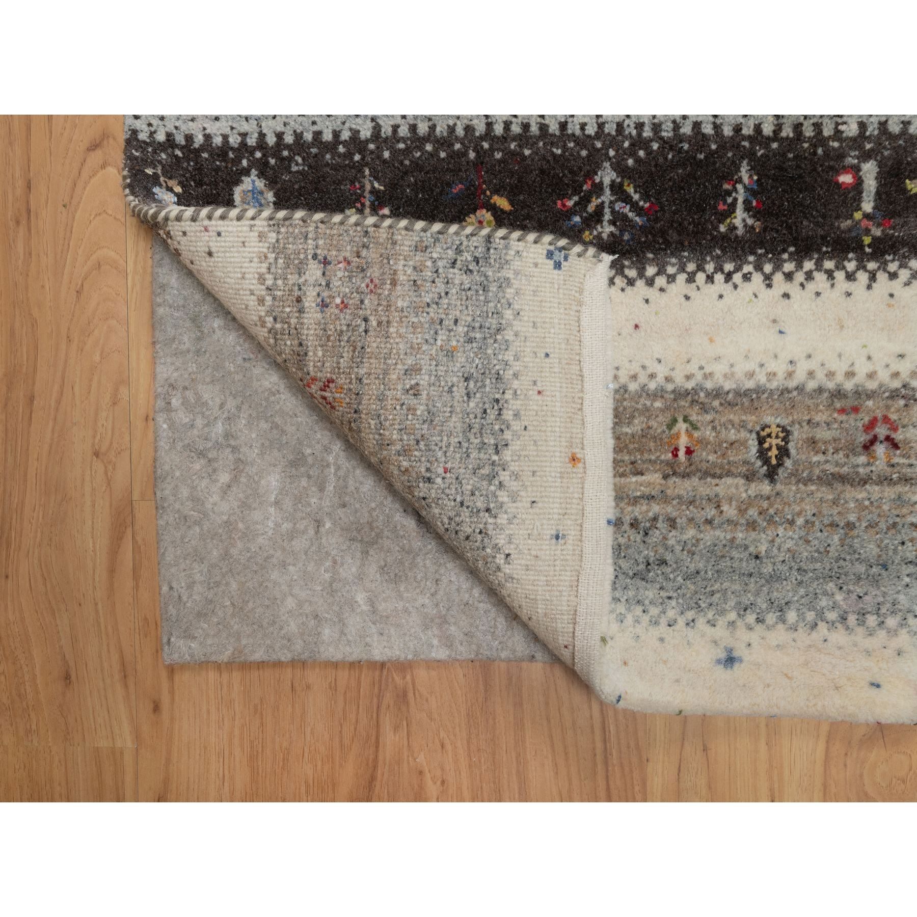 2'x3'1" Linen White, Lori Buft Gabbeh with Small Tree Design, Modern, Thick and Plush, Hand Knotted, 100% Wool, Mat, Oriental Rug Sh91328
