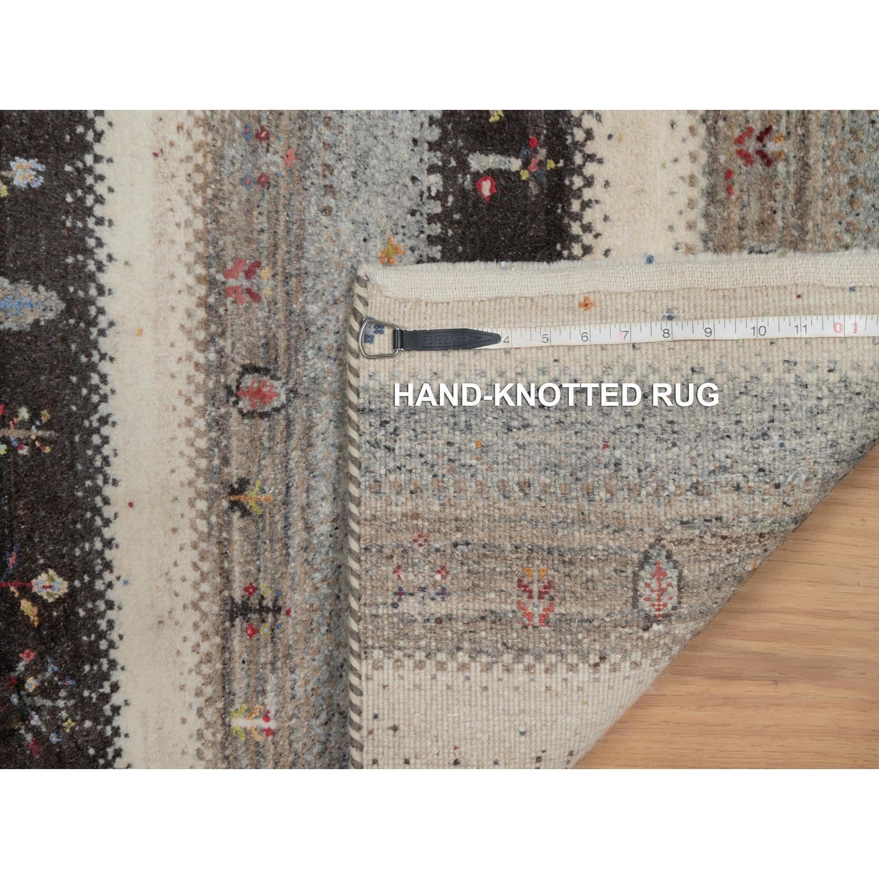 2'x3'1" Linen White, Lori Buft Gabbeh with Small Tree Design, Modern, Thick and Plush, Hand Knotted, 100% Wool, Mat, Oriental Rug Sh91328