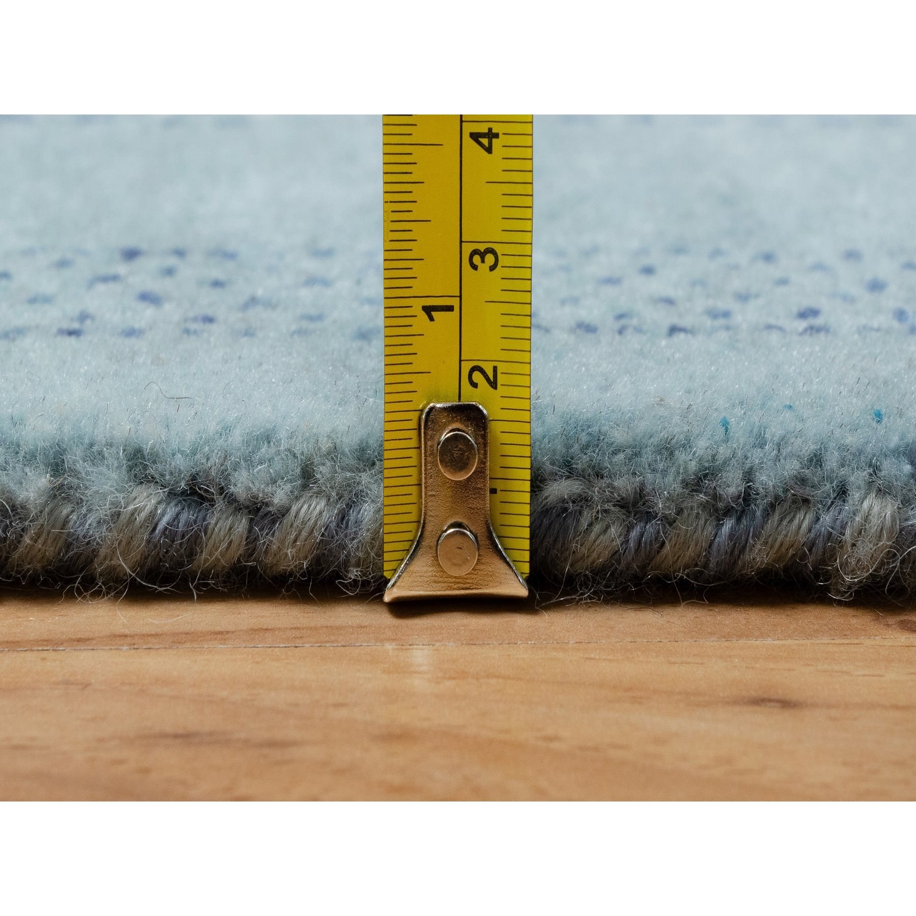 2'2"x3'3" Cerulean Blue, Lori Buft Gabbeh with Small Animal Figurines, Modern, Thick and Plush, 100% Wool, Hand Knotted, Mat, Oriental Rug Sh91329