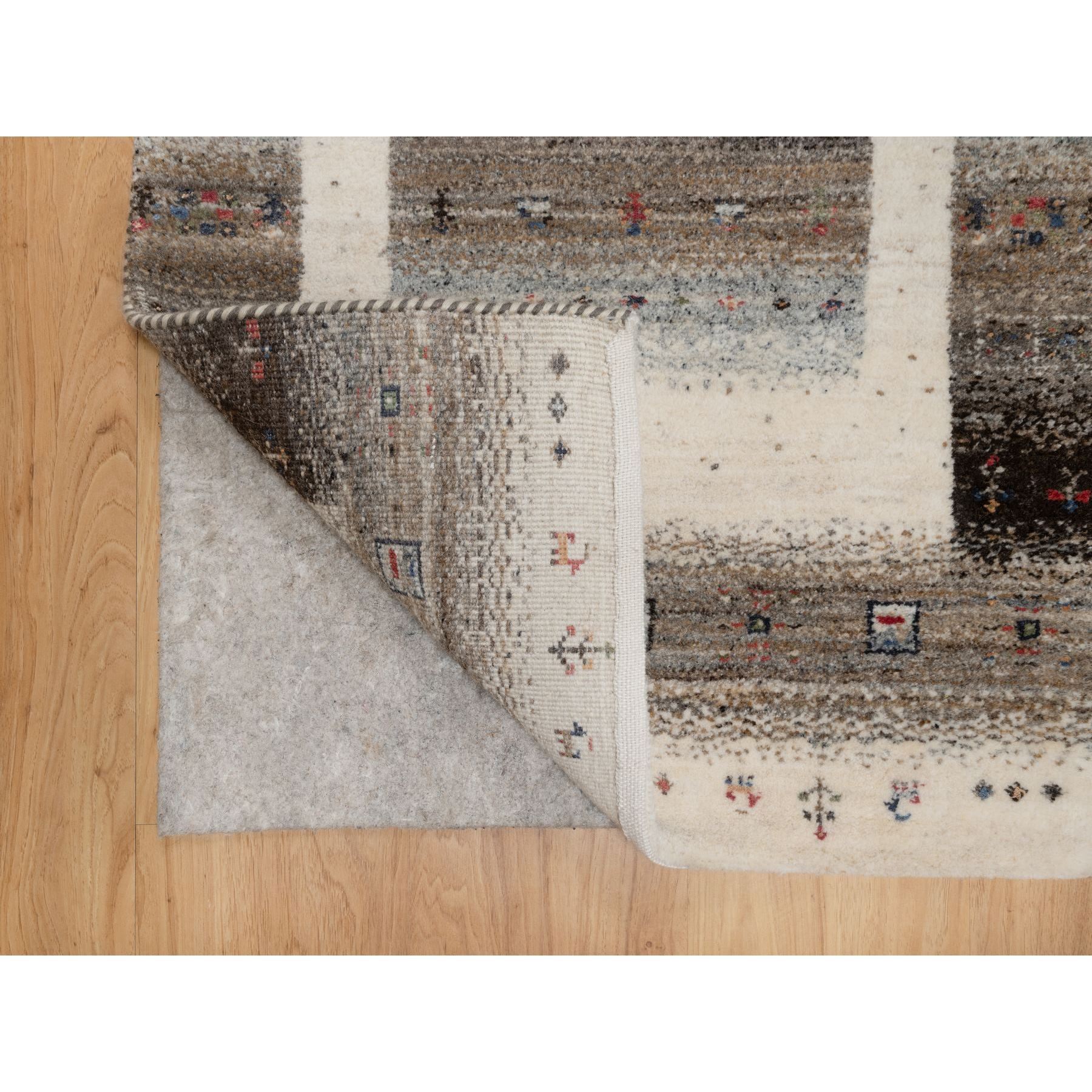 2'3"x4'6" Pristine White, Thick and Plush, Lori Buft Gabbeh with Small Animal and Human Figurines, Modern, Pure Wool, Hand Knotted, Oriental Rug Sh91330