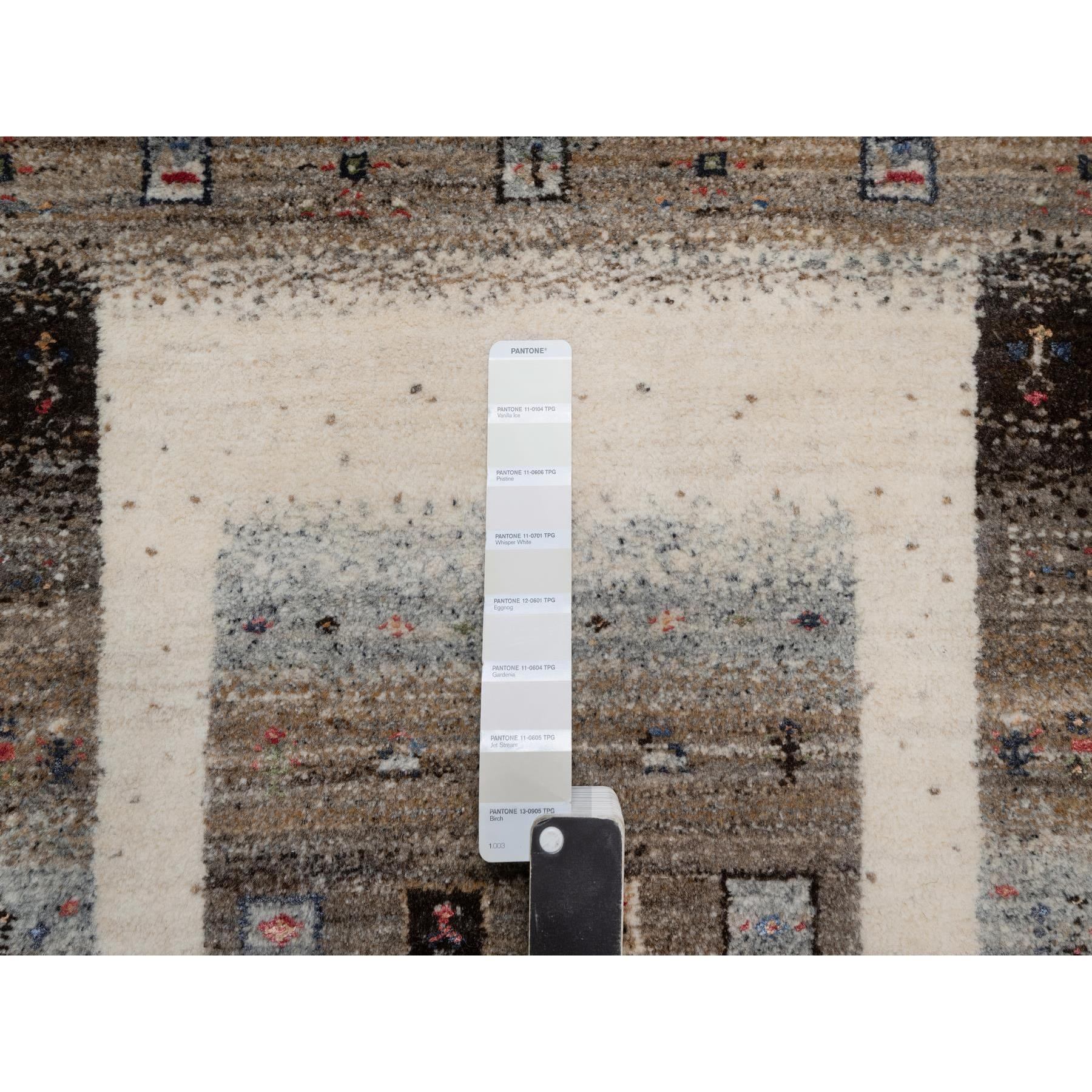 2'3"x4'6" Pristine White, Thick and Plush, Lori Buft Gabbeh with Small Animal and Human Figurines, Modern, Pure Wool, Hand Knotted, Oriental Rug Sh91330