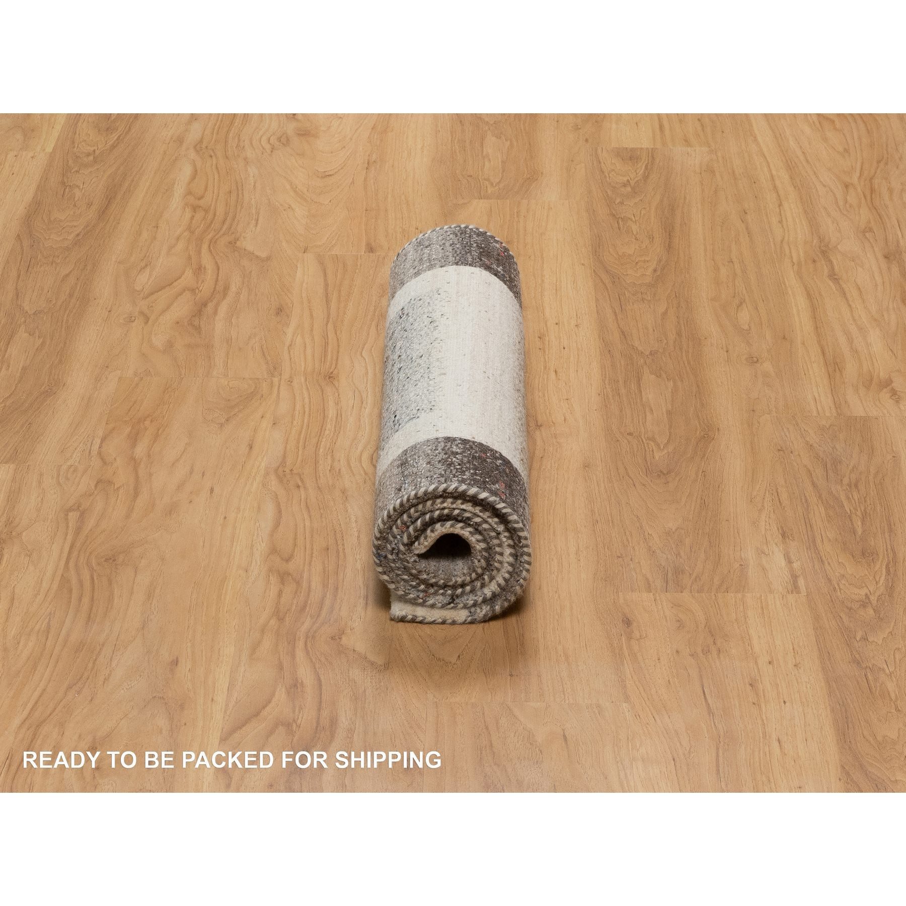 2'3"x4'6" Pristine White, Thick and Plush, Lori Buft Gabbeh with Small Animal and Human Figurines, Modern, Pure Wool, Hand Knotted, Oriental Rug Sh91330
