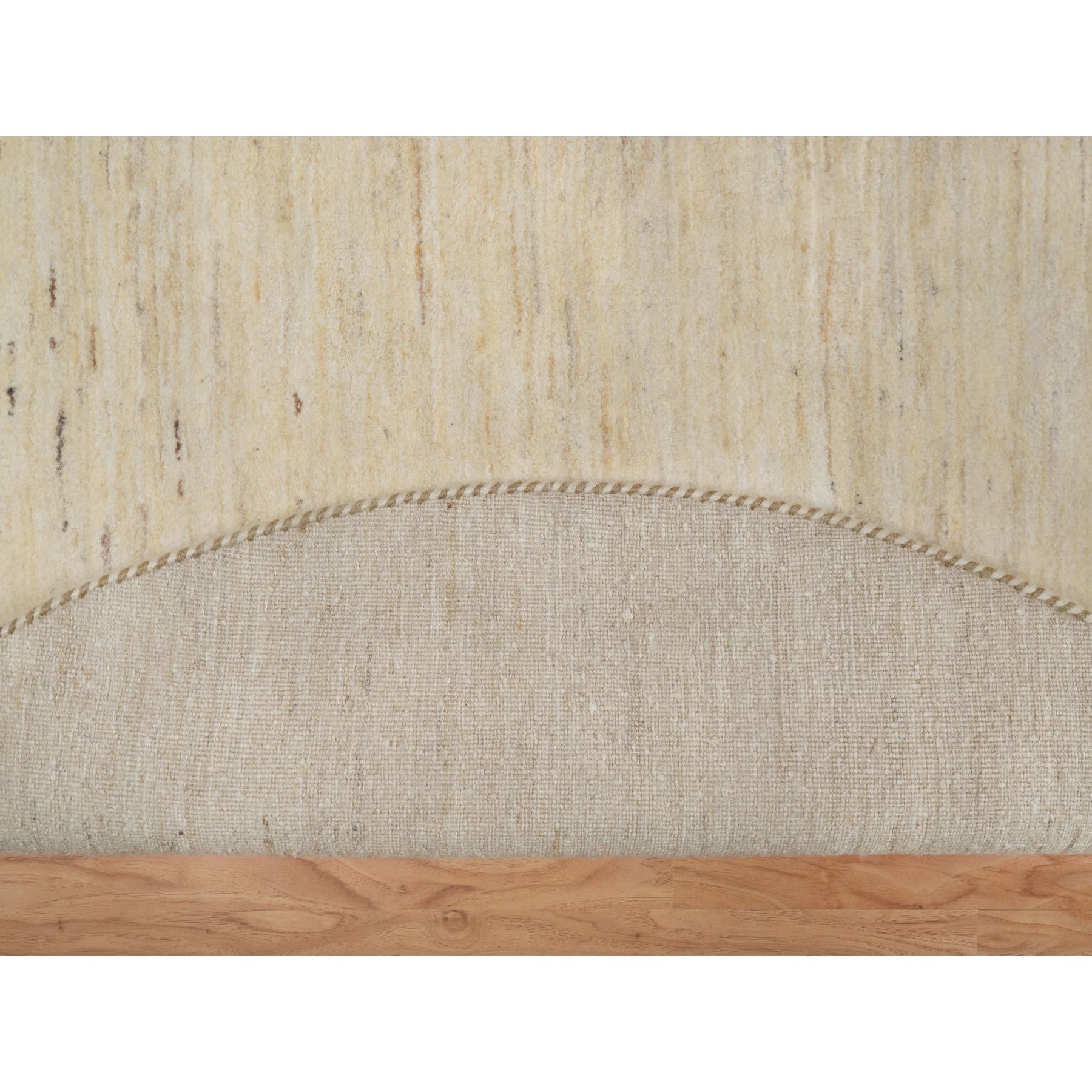 5'x5' Linen White, Modern, Plain Design, Lori Buft Gabbeh, Thick and Plush, Pure Wool, Hand Knotted, Round, Oriental Rug Sh91336