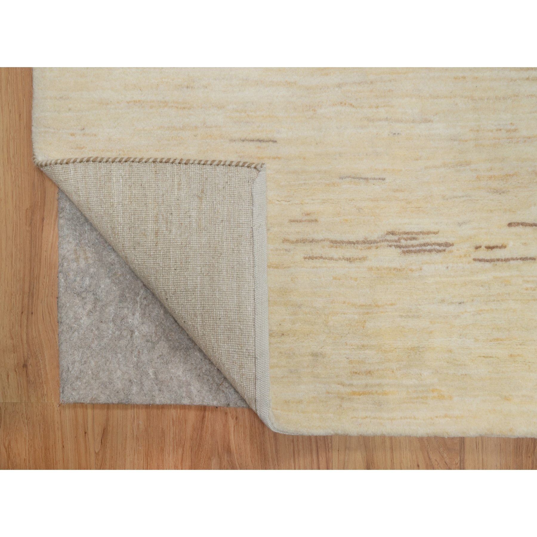 5'x6'5" Bone White, Modern, Plain Design, Lori Buft Gabbeh, Thick and Plush, Pure Wool, Hand Knotted, Oriental Rug Sh91337