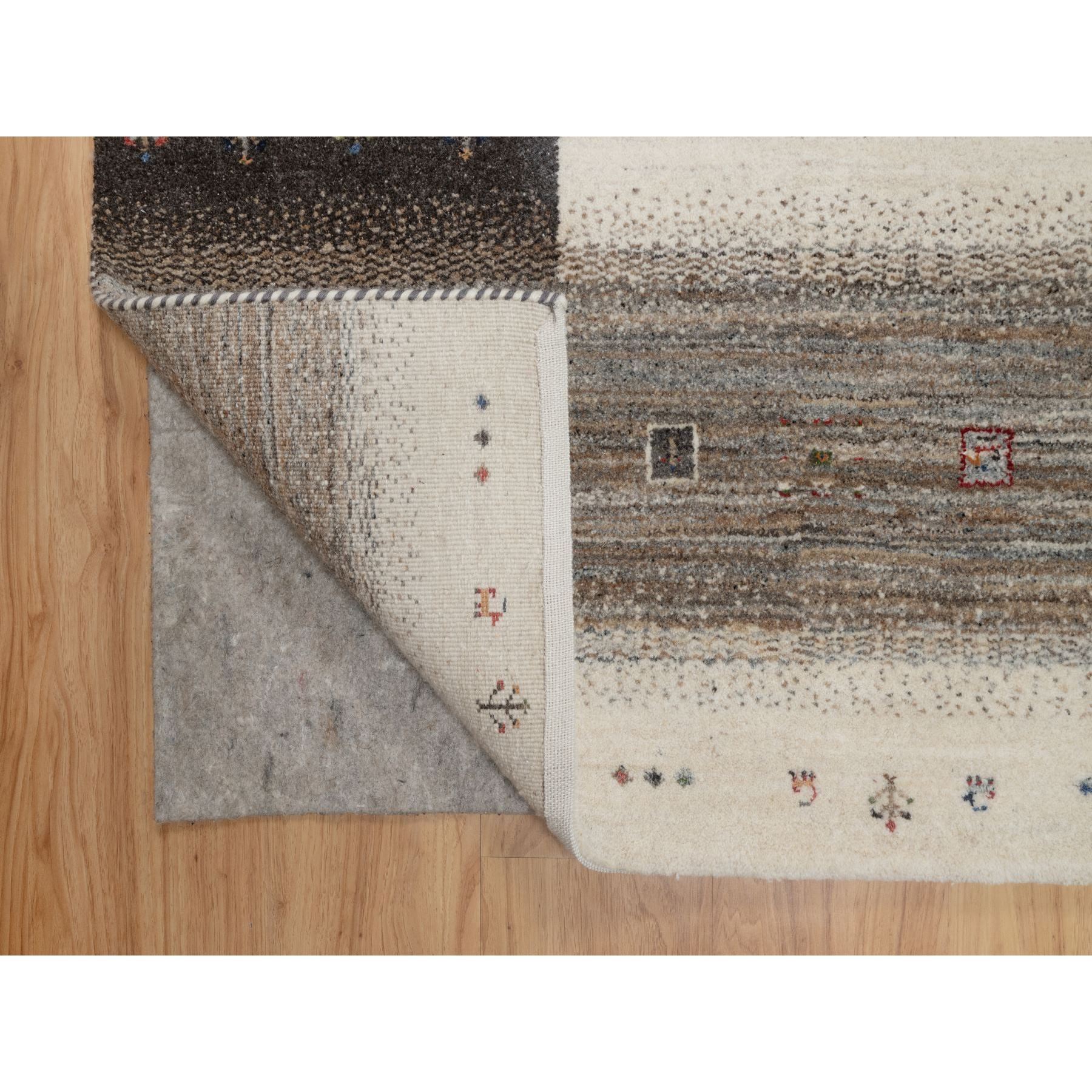8'2"x10' Vanilla Ice White, Hand Knotted, Lori Buft Gabbeh with Small Animal and Human Figurines, Thick and Plush, Modern, Pure Wool, Oriental Rug Sh91340