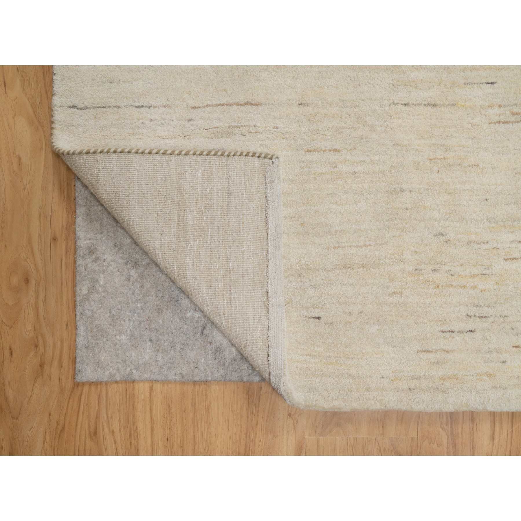 7'9"x9'8" Bone White, Pure Wool, Lori Buft Gabbeh, Modern, Plain Design, Thick and Plush, Hand Knotted, Oriental Rug Sh91341