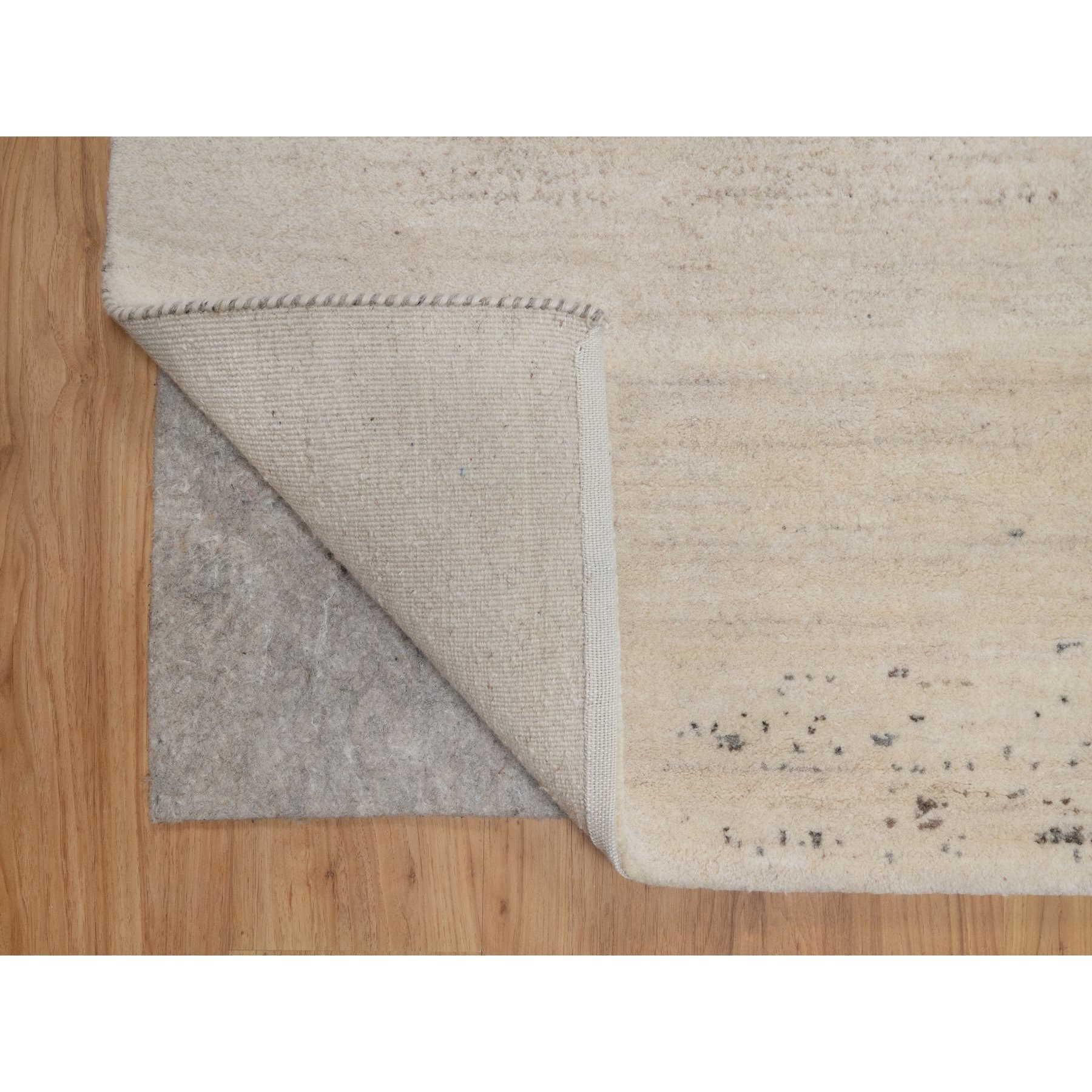 8'2"x10' Chiffon White, Lori Buft Gabbeh with Avant Garde Design, Thick and Plush, Soft Pile, 100% Wool, Hand Knotted, Oriental Rug Sh91344