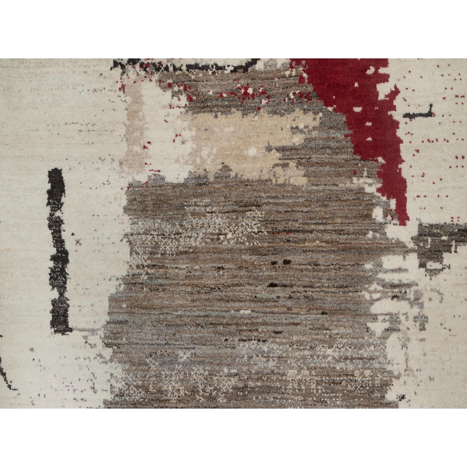 8'2"x10' Chiffon White, Lori Buft Gabbeh with Avant Garde Design, Thick and Plush, Soft Pile, 100% Wool, Hand Knotted, Oriental Rug Sh91344