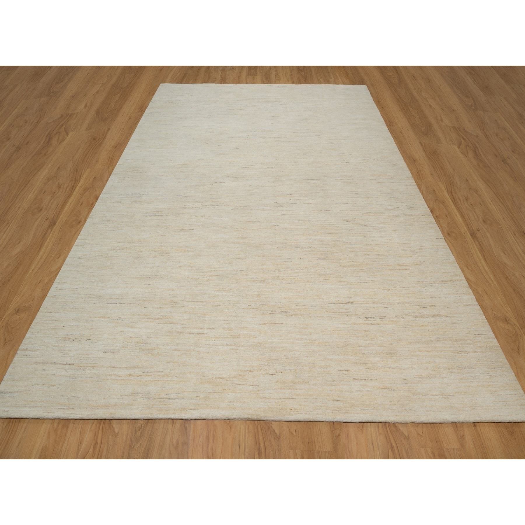 8'10"x11'8" Vanilla Ice White, Modern, Plain Design, Lori Buft Gabbeh, Thick and Plush, Pure Wool, Hand Knotted, Oriental Rug Sh91346