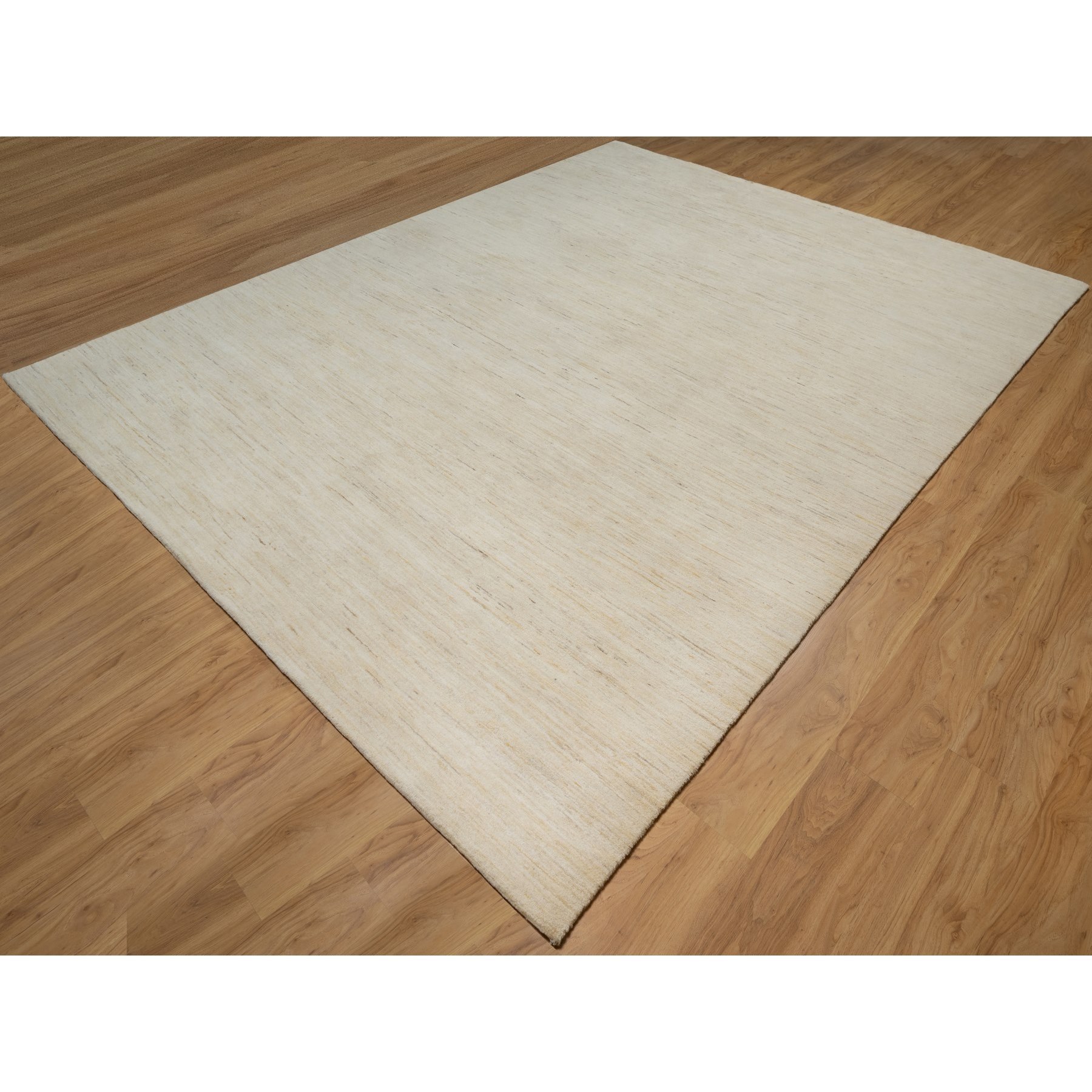 8'10"x11'8" Vanilla Ice White, Modern, Plain Design, Lori Buft Gabbeh, Thick and Plush, Pure Wool, Hand Knotted, Oriental Rug Sh91346