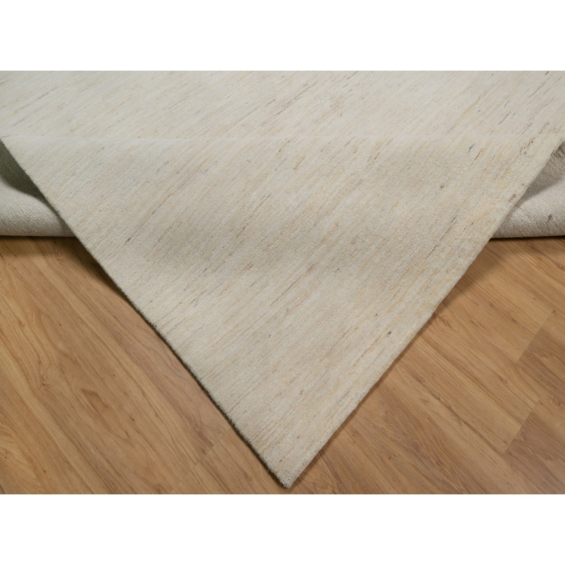 8'10"x11'8" Vanilla Ice White, Modern, Plain Design, Lori Buft Gabbeh, Thick and Plush, Pure Wool, Hand Knotted, Oriental Rug Sh91346