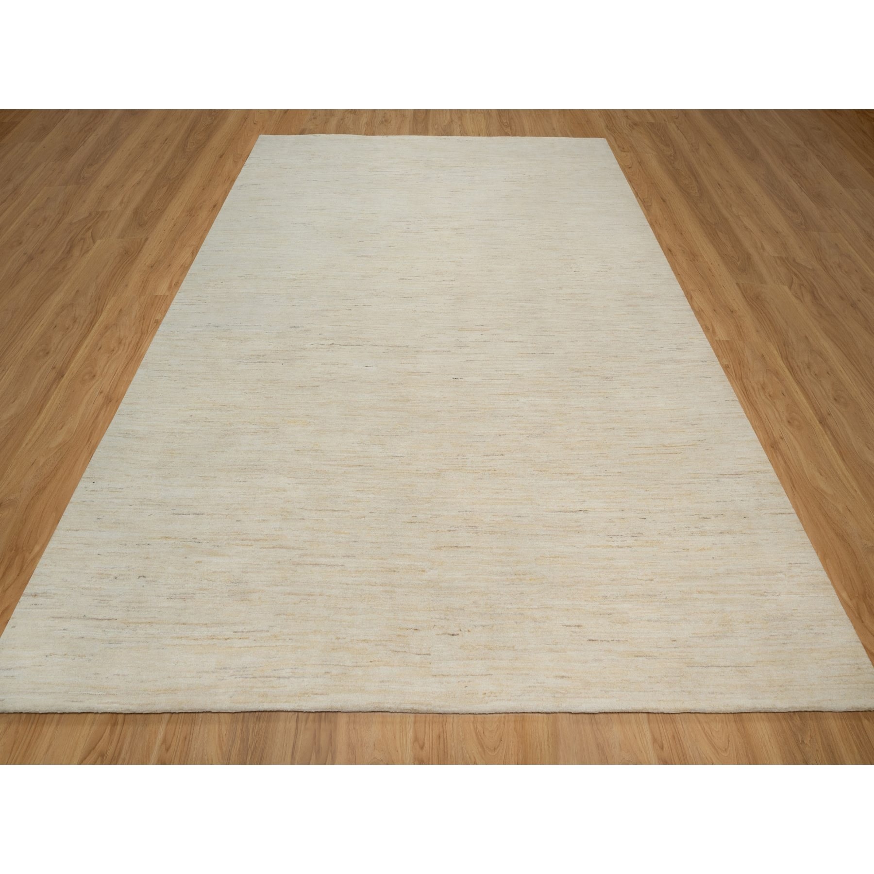 8'10"x11'8" Chiffon White, Modern, Plain Design, Lori Buft Gabbeh, Thick and Plush, Pure Wool, Hand Knotted, Oriental Rug Sh91347