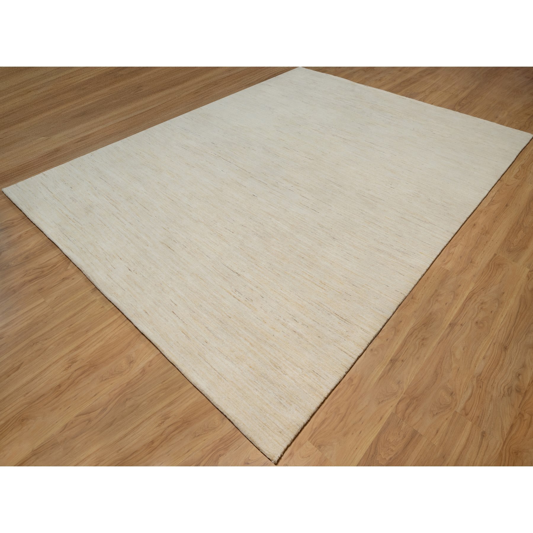 8'10"x11'8" Chiffon White, Modern, Plain Design, Lori Buft Gabbeh, Thick and Plush, Pure Wool, Hand Knotted, Oriental Rug Sh91347