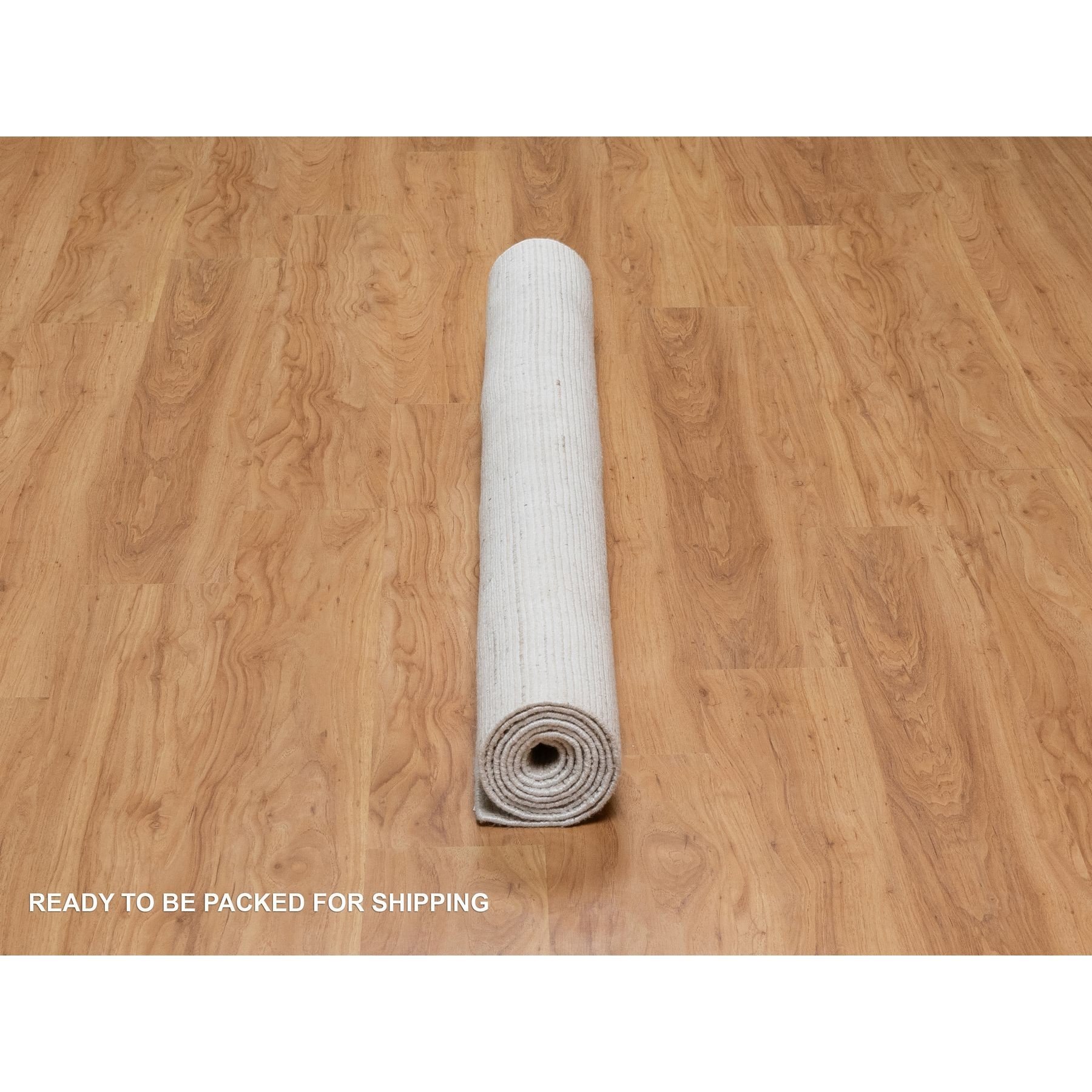 5'x8' Bone White, Variegated Textured Modern Design, Natural Wool, Hand Loomed, Thick and Plush, Oriental Rug Sh91350