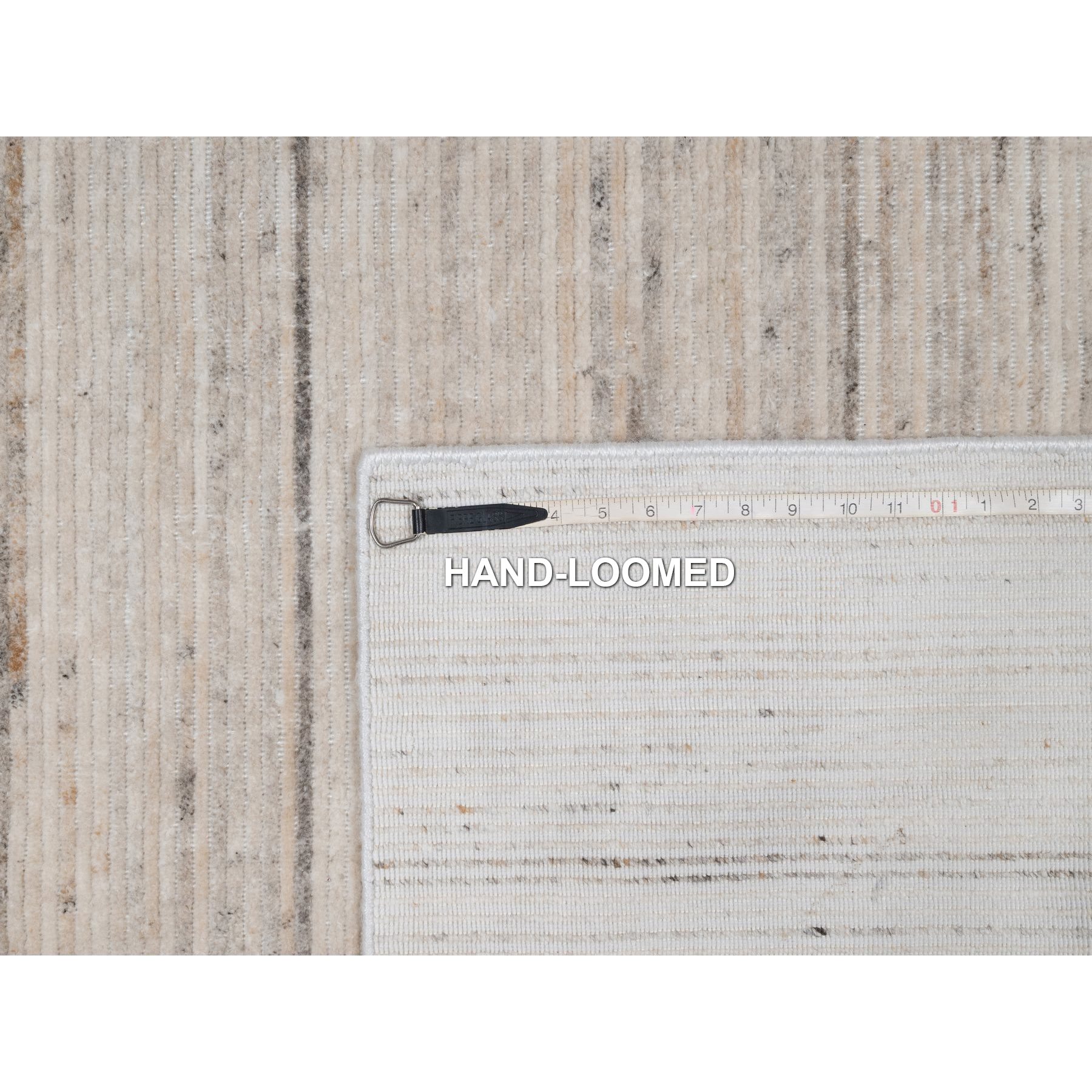 5'x8' Bone White, Variegated Textured Modern Design, Natural Wool, Hand Loomed, Thick and Plush, Oriental Rug Sh91350