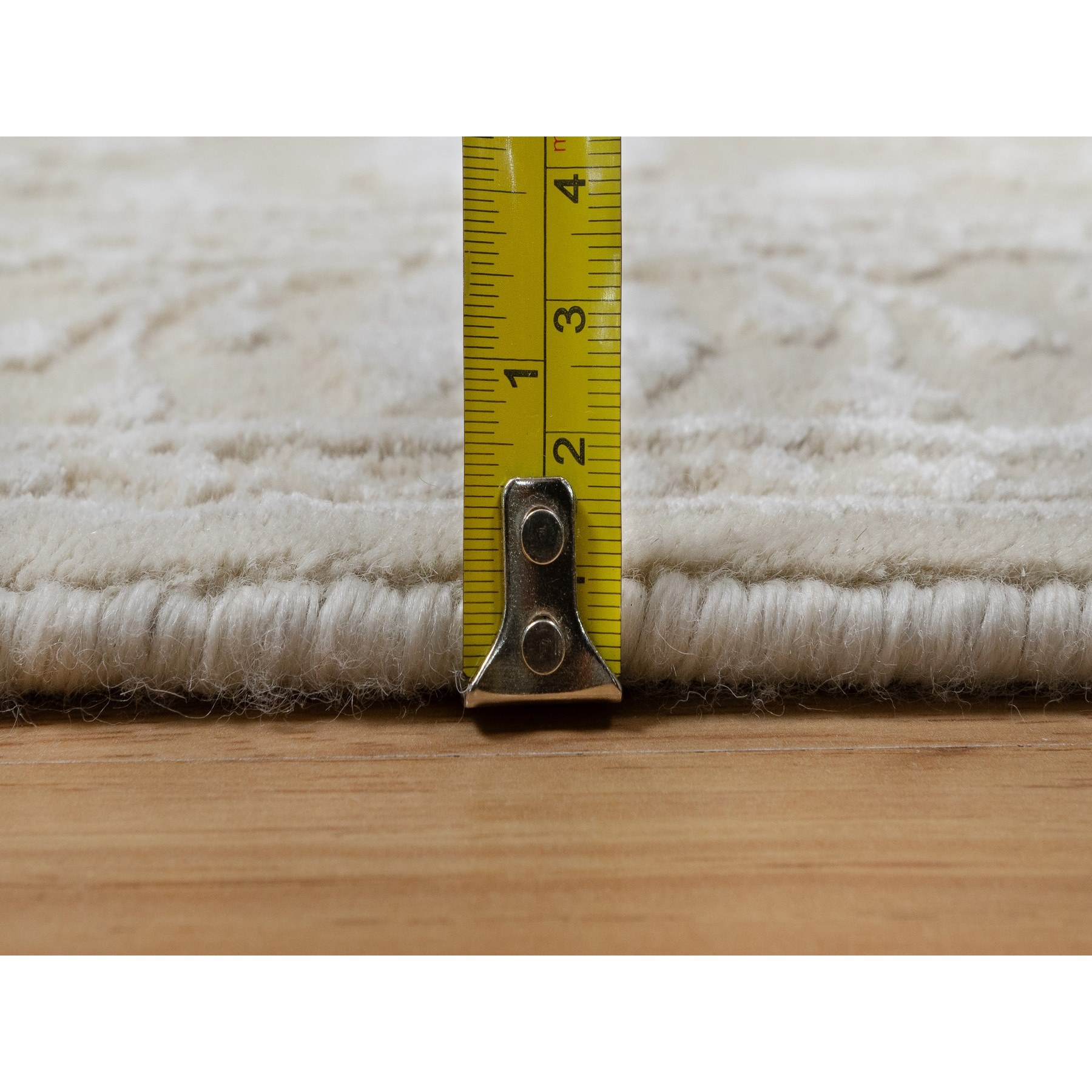 2'8"x10'3" Dark Vanilla Brown, Light Tone on Tone with Persian Design, Wool and Plant Based Silk, Thick and Plush, 200 KPSI, Hand Knotted, Runner, Oriental Rug Sh91357