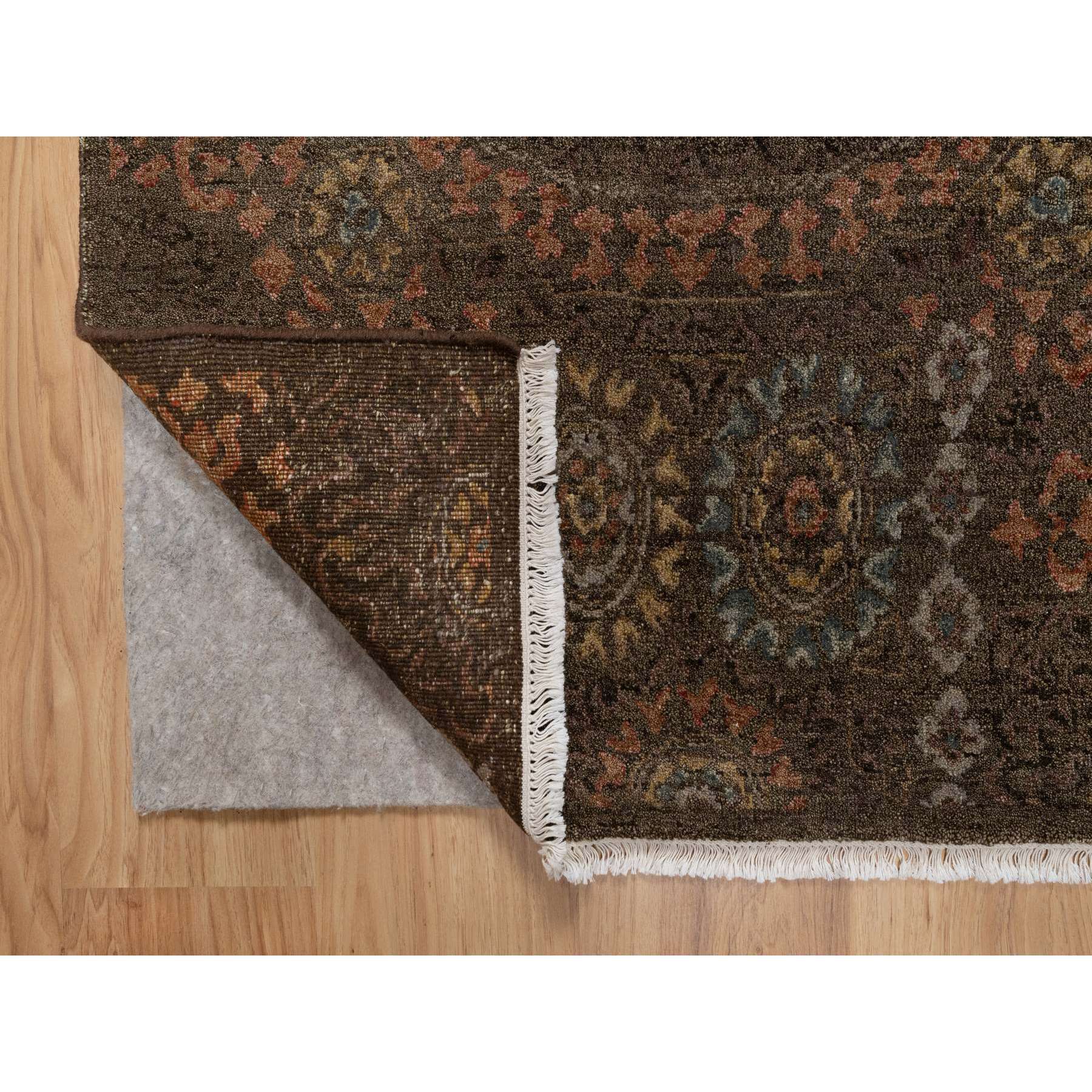 3'x4' Chocolate Brown, Mamluk Design, Pure 100% Himalayan Wool, Vegetable Dyes, Hand Knotted, Mat, Oriental Rug Sh91358