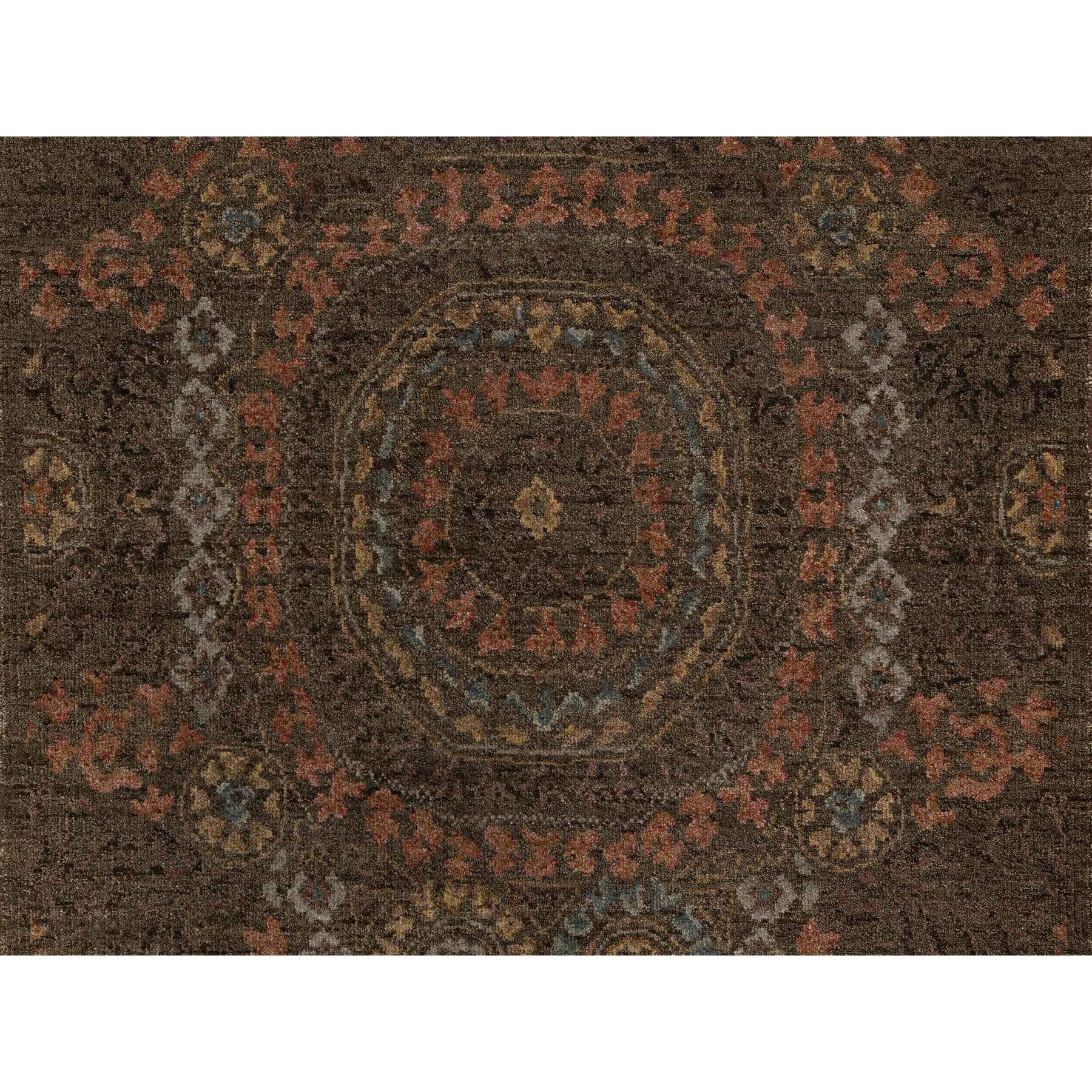 3'x4' Chocolate Brown, Mamluk Design, Pure 100% Himalayan Wool, Vegetable Dyes, Hand Knotted, Mat, Oriental Rug Sh91358
