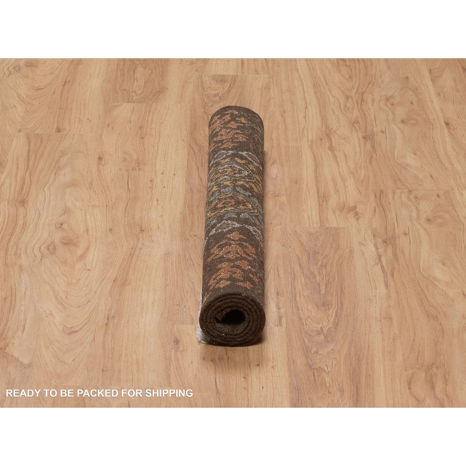 3'x4' Chocolate Brown, Mamluk Design, Pure 100% Himalayan Wool, Vegetable Dyes, Hand Knotted, Mat, Oriental Rug Sh91358