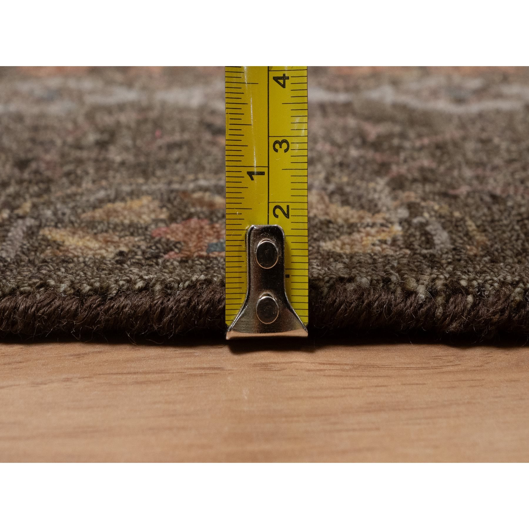 3'x4' Chocolate Brown, Mamluk Design, Pure 100% Himalayan Wool, Vegetable Dyes, Hand Knotted, Mat, Oriental Rug Sh91358