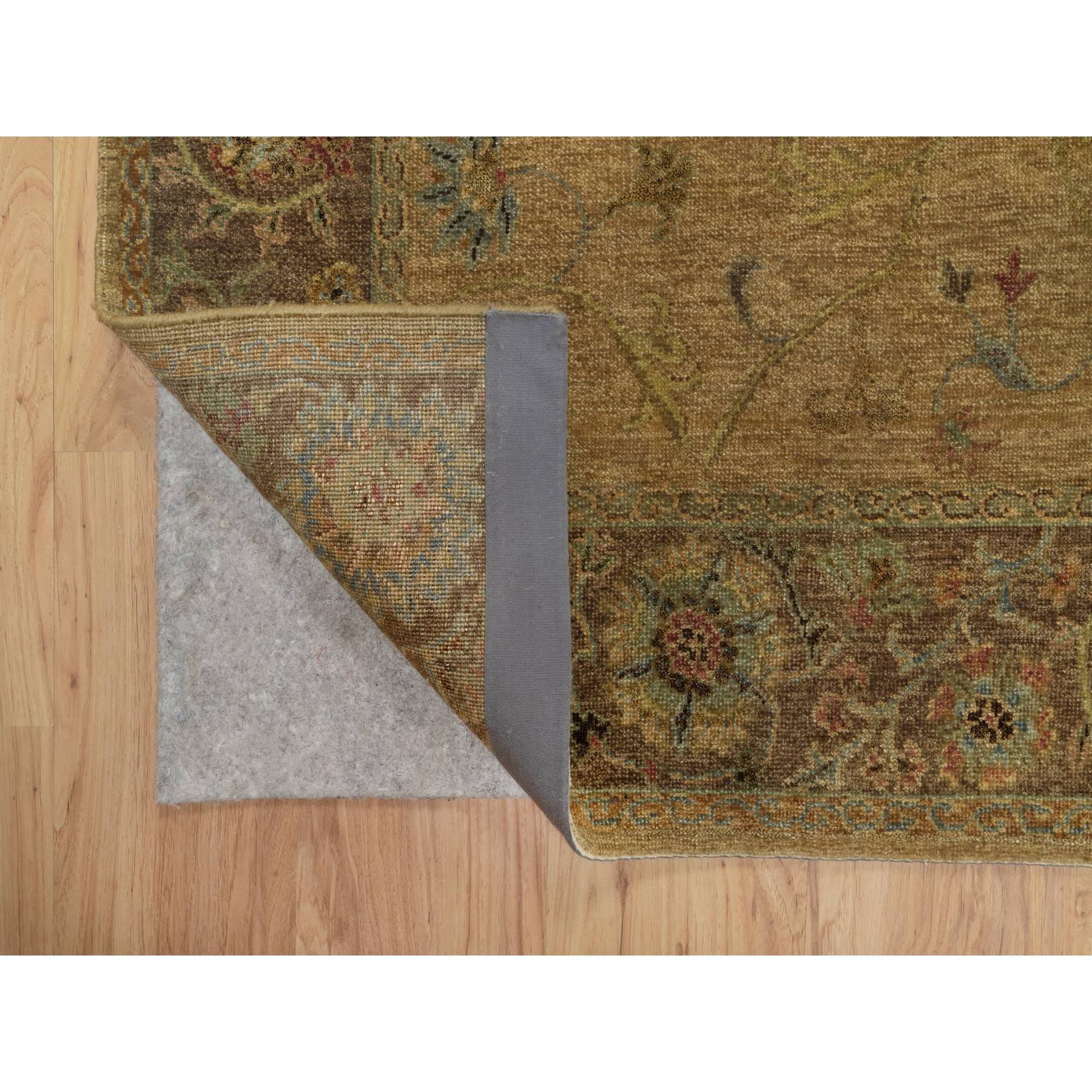 5'5"x5'10" Peanut Brown, Botanical Design, Pure 100% Himalayan Wool, Natural Dyes, Hand Knotted, Squarish, Oriental Rug Sh91361