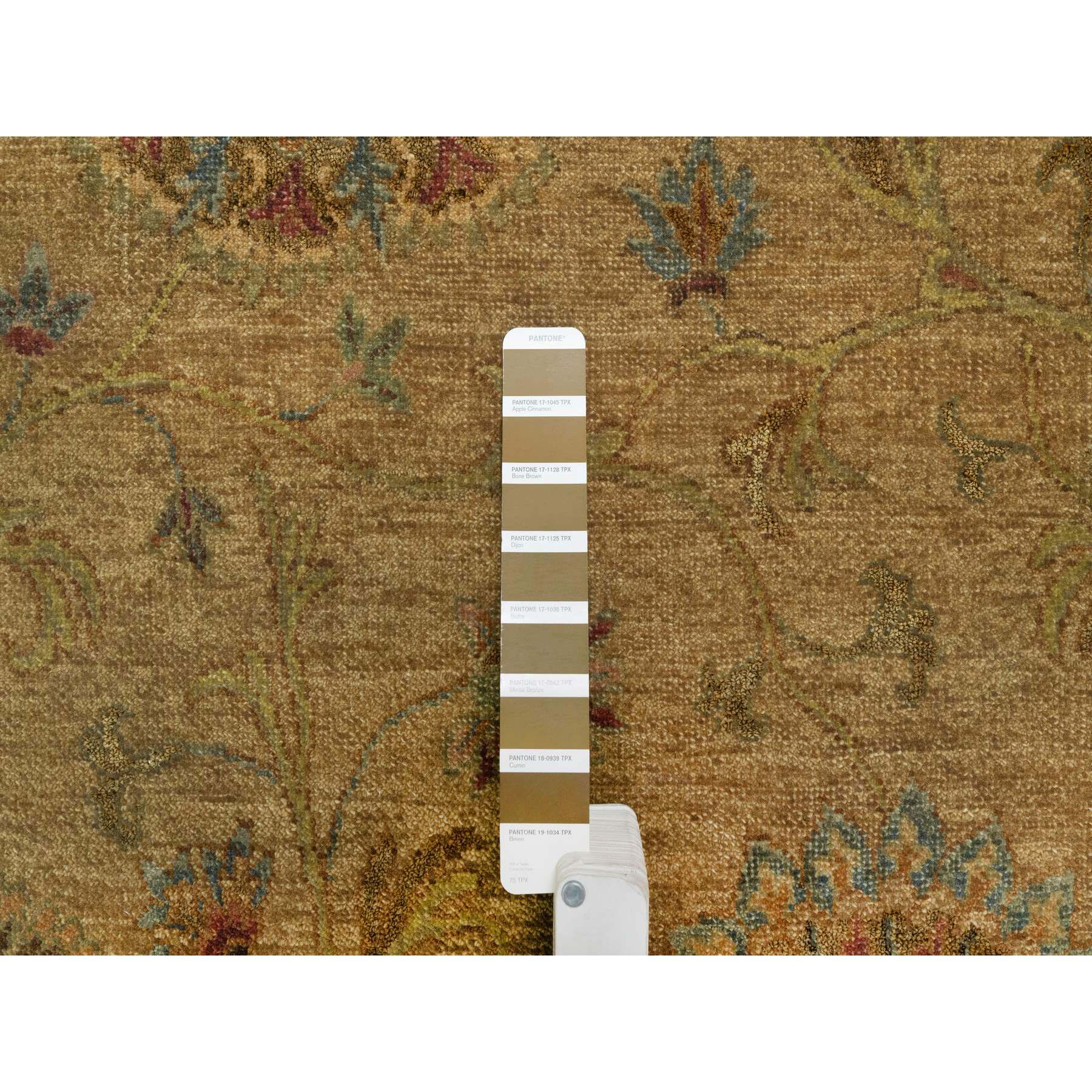 5'5"x5'10" Peanut Brown, Botanical Design, Pure 100% Himalayan Wool, Natural Dyes, Hand Knotted, Squarish, Oriental Rug Sh91361