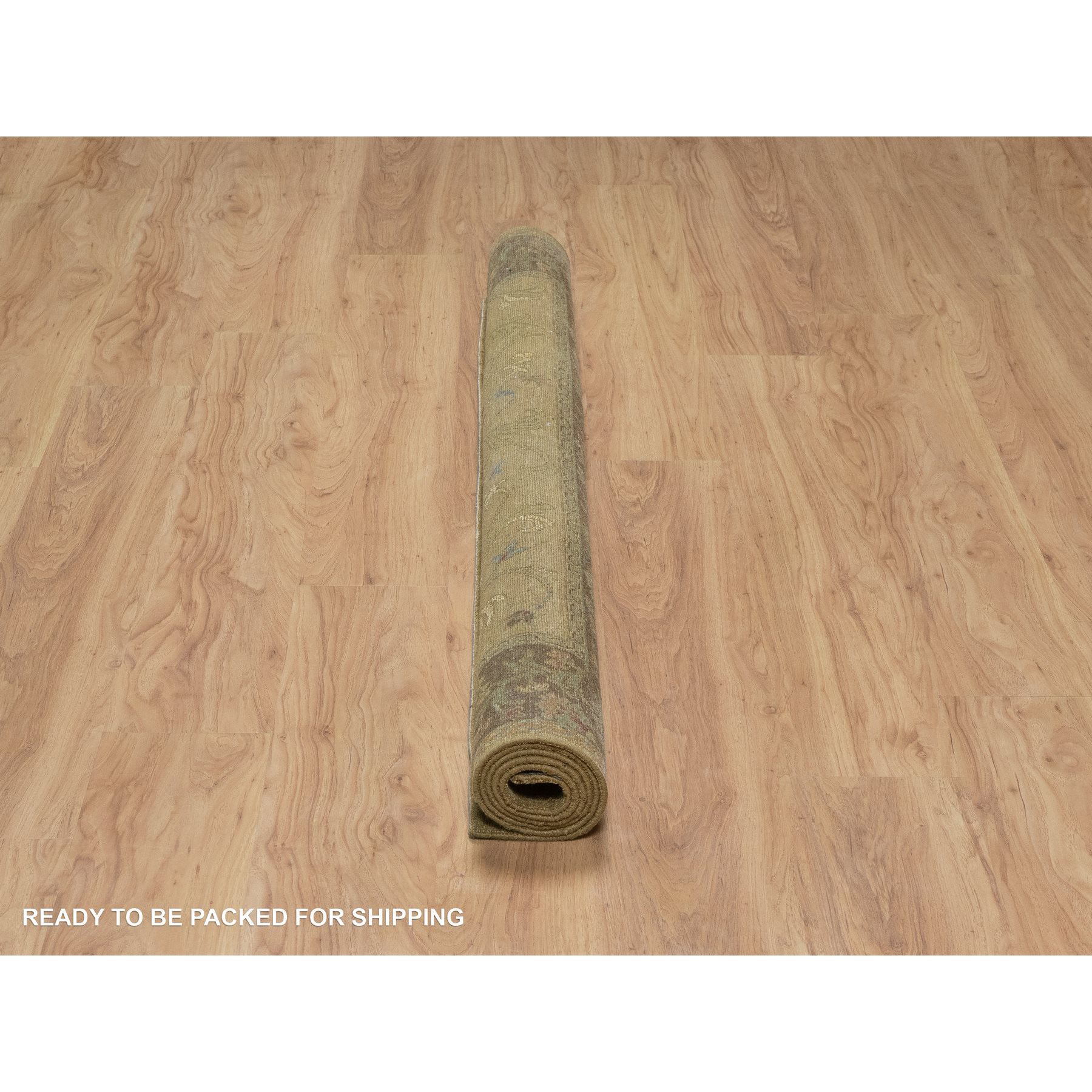 5'5"x5'10" Peanut Brown, Botanical Design, Pure 100% Himalayan Wool, Natural Dyes, Hand Knotted, Squarish, Oriental Rug Sh91361