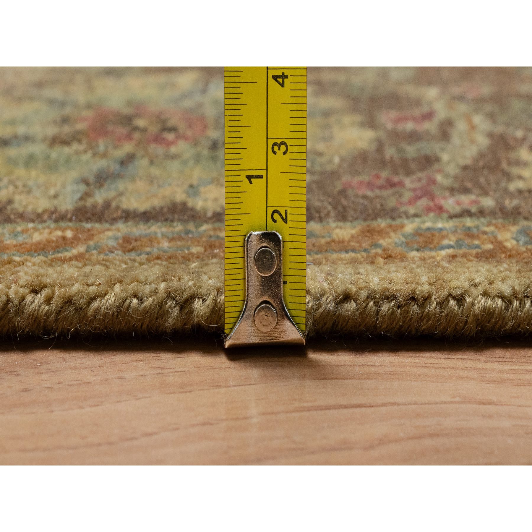5'5"x5'10" Peanut Brown, Botanical Design, Pure 100% Himalayan Wool, Natural Dyes, Hand Knotted, Squarish, Oriental Rug Sh91361