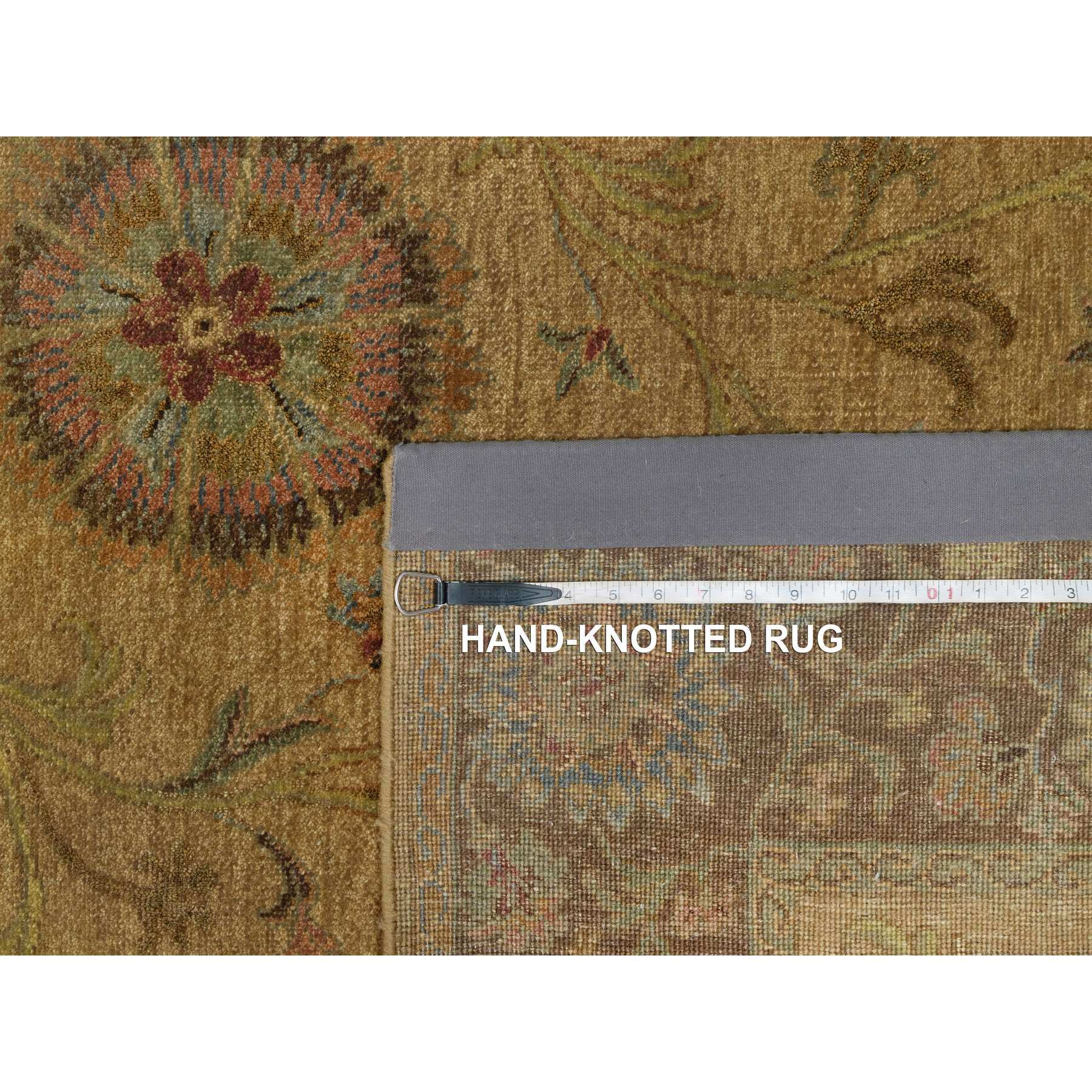 5'5"x5'10" Peanut Brown, Botanical Design, Pure 100% Himalayan Wool, Natural Dyes, Hand Knotted, Squarish, Oriental Rug Sh91361