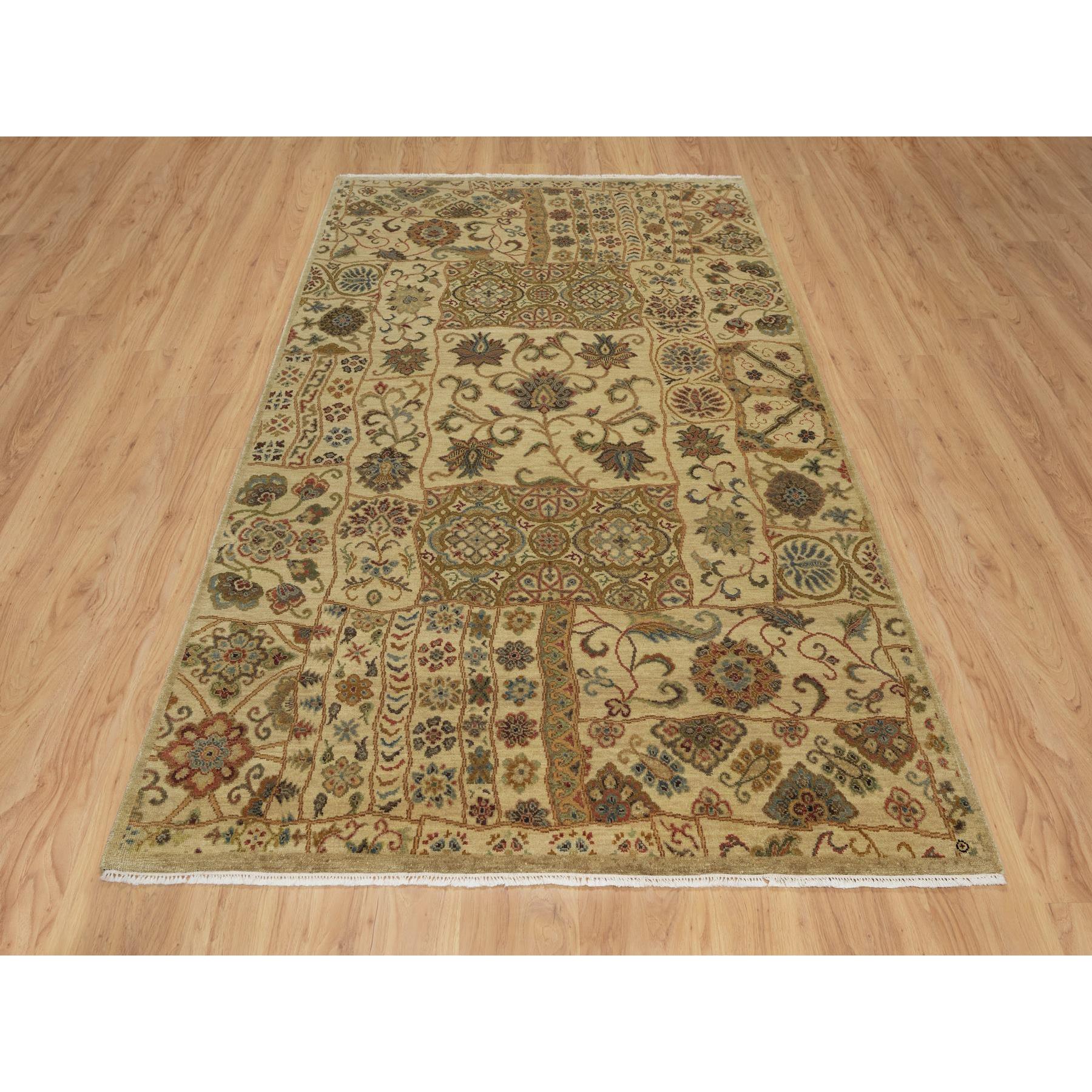5'x8'2" Ecru Brown, Pure 100% Himalayan Wool, Floral and Botanical Design, Natural Dyes, Hand Knotted, Oriental Rug Sh91362