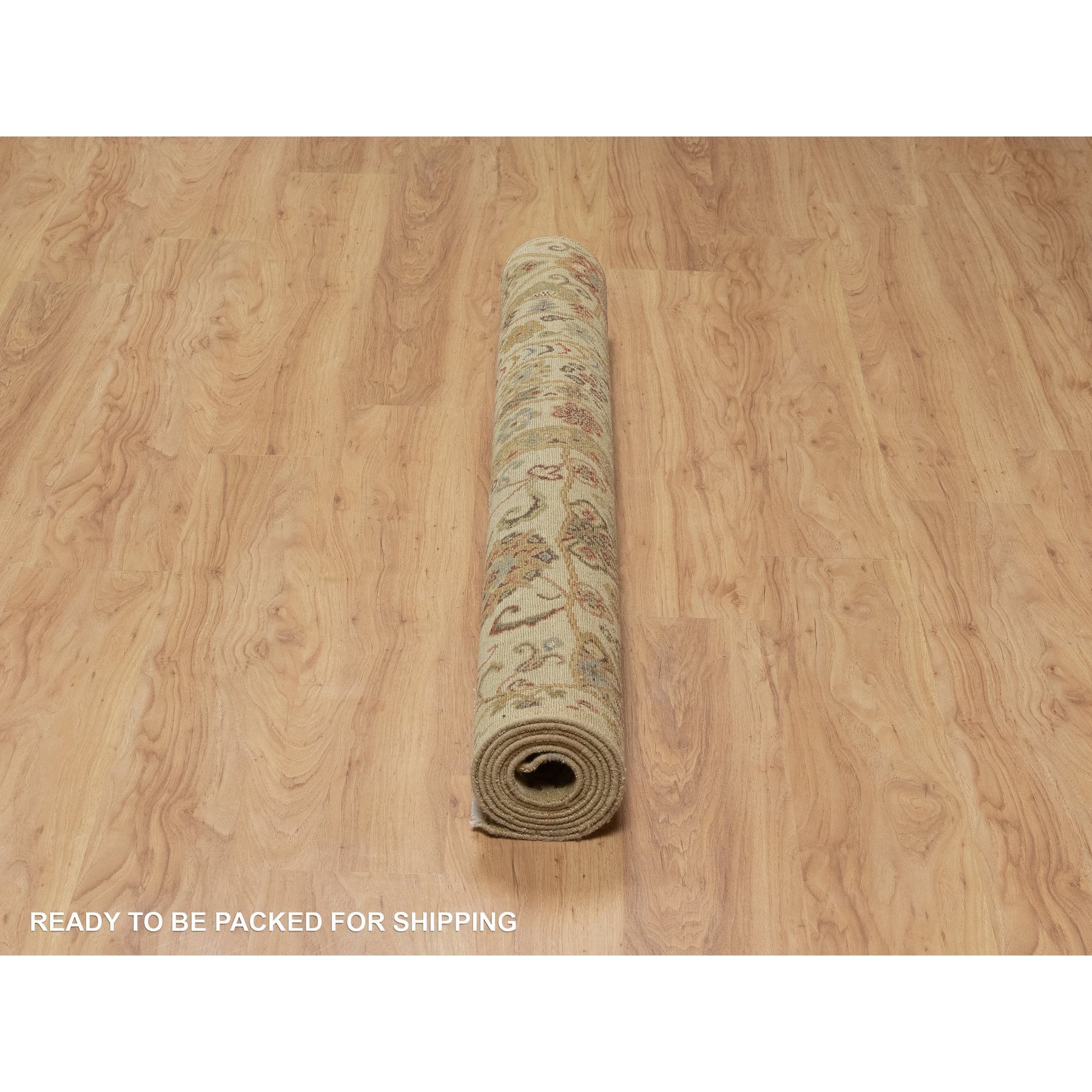5'x8'2" Ecru Brown, Pure 100% Himalayan Wool, Floral and Botanical Design, Natural Dyes, Hand Knotted, Oriental Rug Sh91362