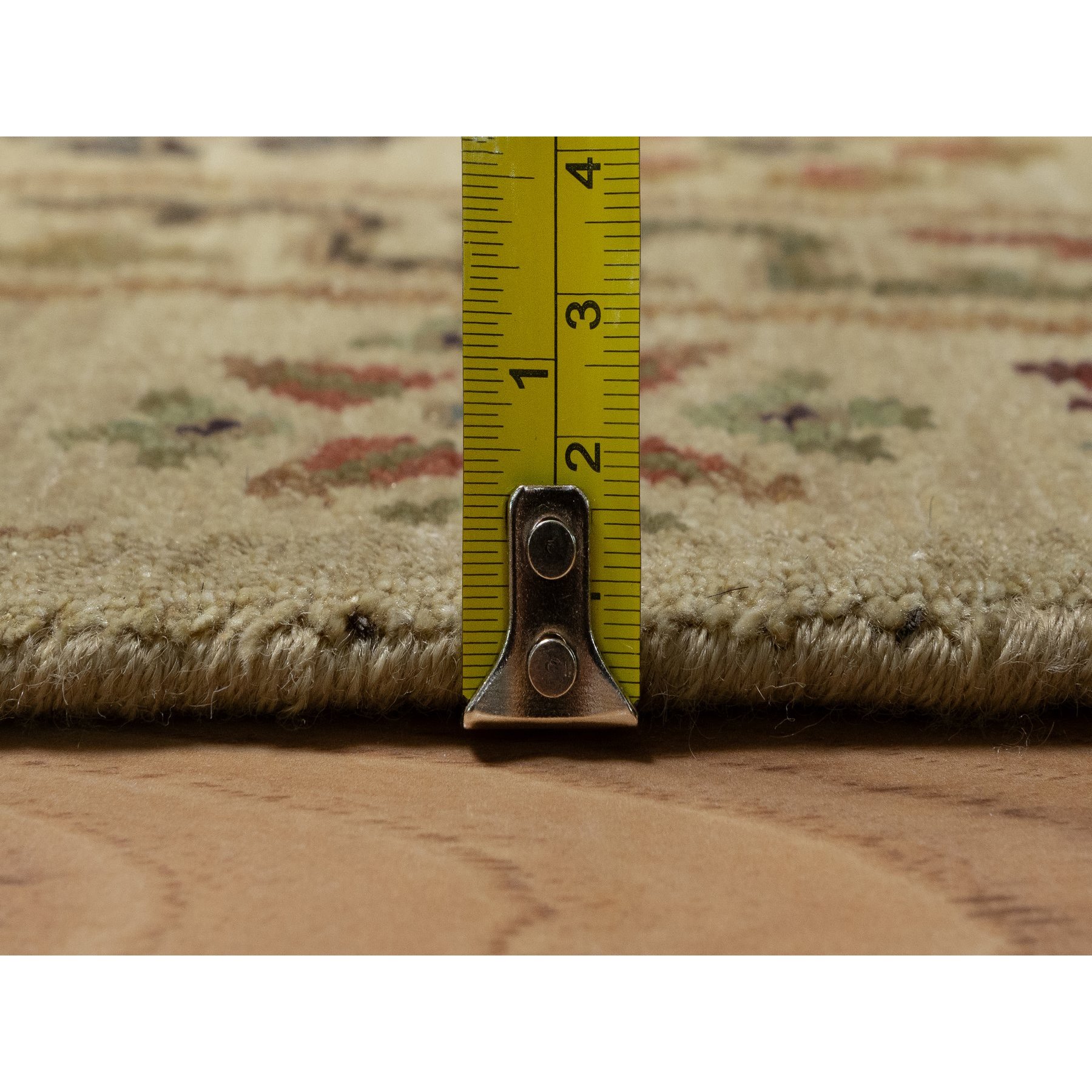 5'x8'2" Ecru Brown, Pure 100% Himalayan Wool, Floral and Botanical Design, Natural Dyes, Hand Knotted, Oriental Rug Sh91362