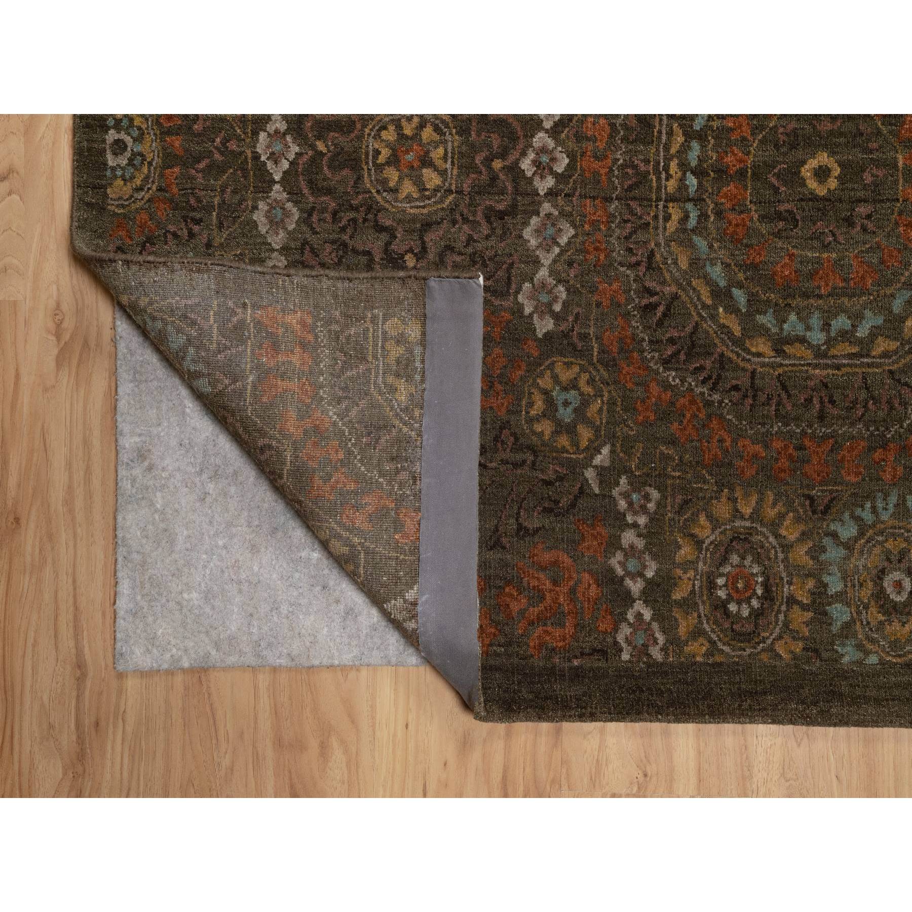 10'1"x15'1" Mocha Brown, Hand Knotted, Mamluk Design, Pure 100% Himalayan Wool, Vegetable Dyes, Oversized, Oriental Rug Sh91363