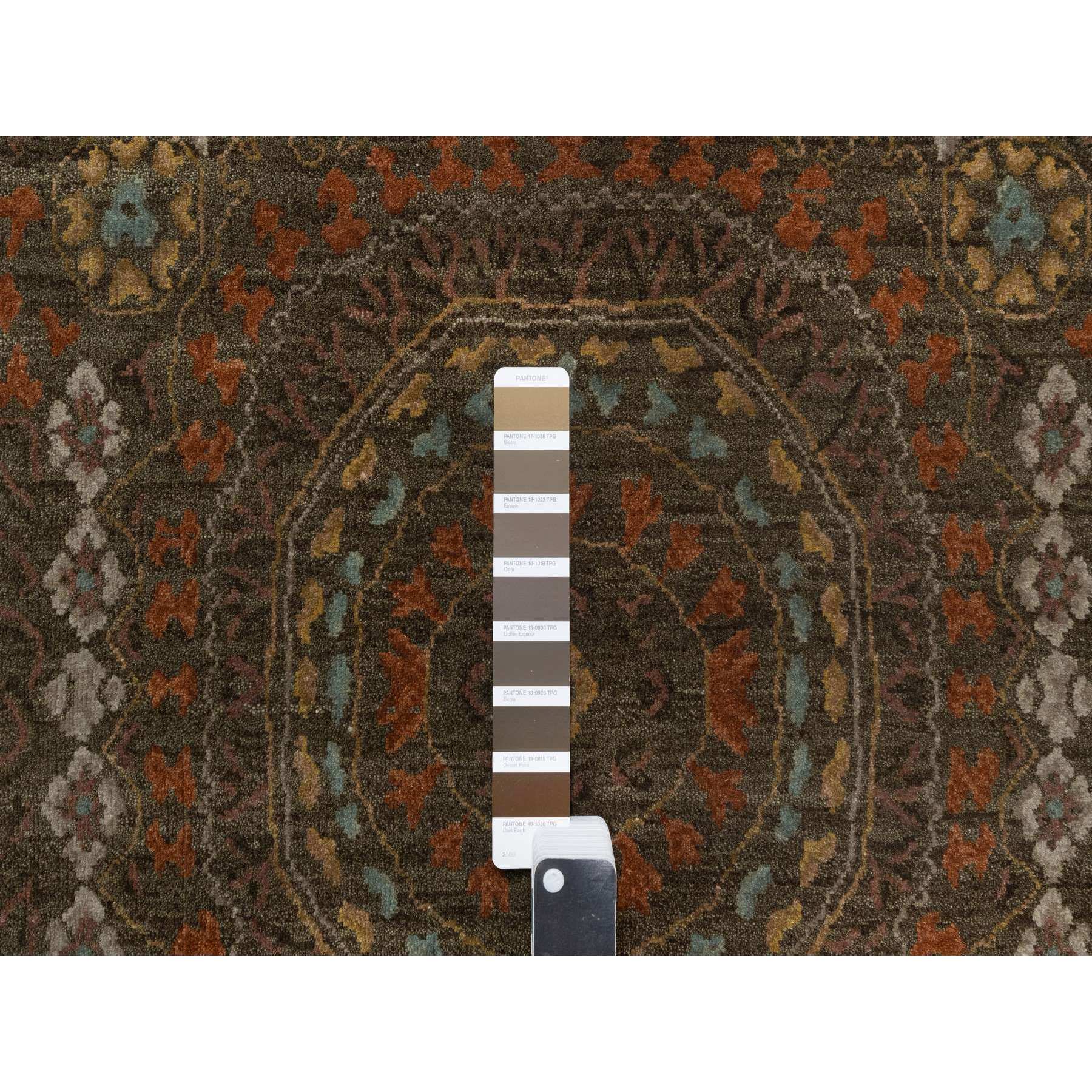 10'1"x15'1" Mocha Brown, Hand Knotted, Mamluk Design, Pure 100% Himalayan Wool, Vegetable Dyes, Oversized, Oriental Rug Sh91363