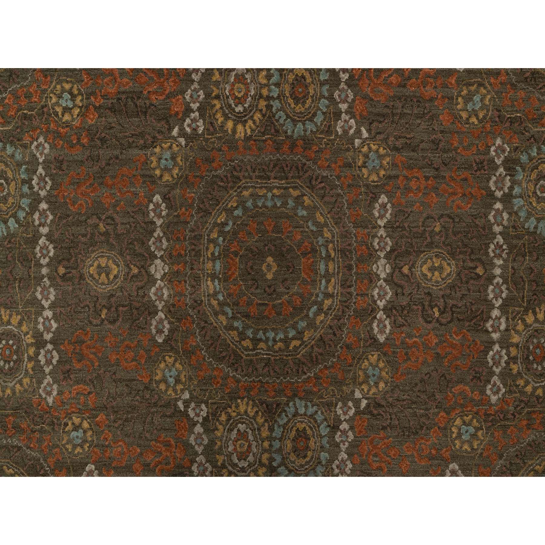 10'1"x15'1" Mocha Brown, Hand Knotted, Mamluk Design, Pure 100% Himalayan Wool, Vegetable Dyes, Oversized, Oriental Rug Sh91363