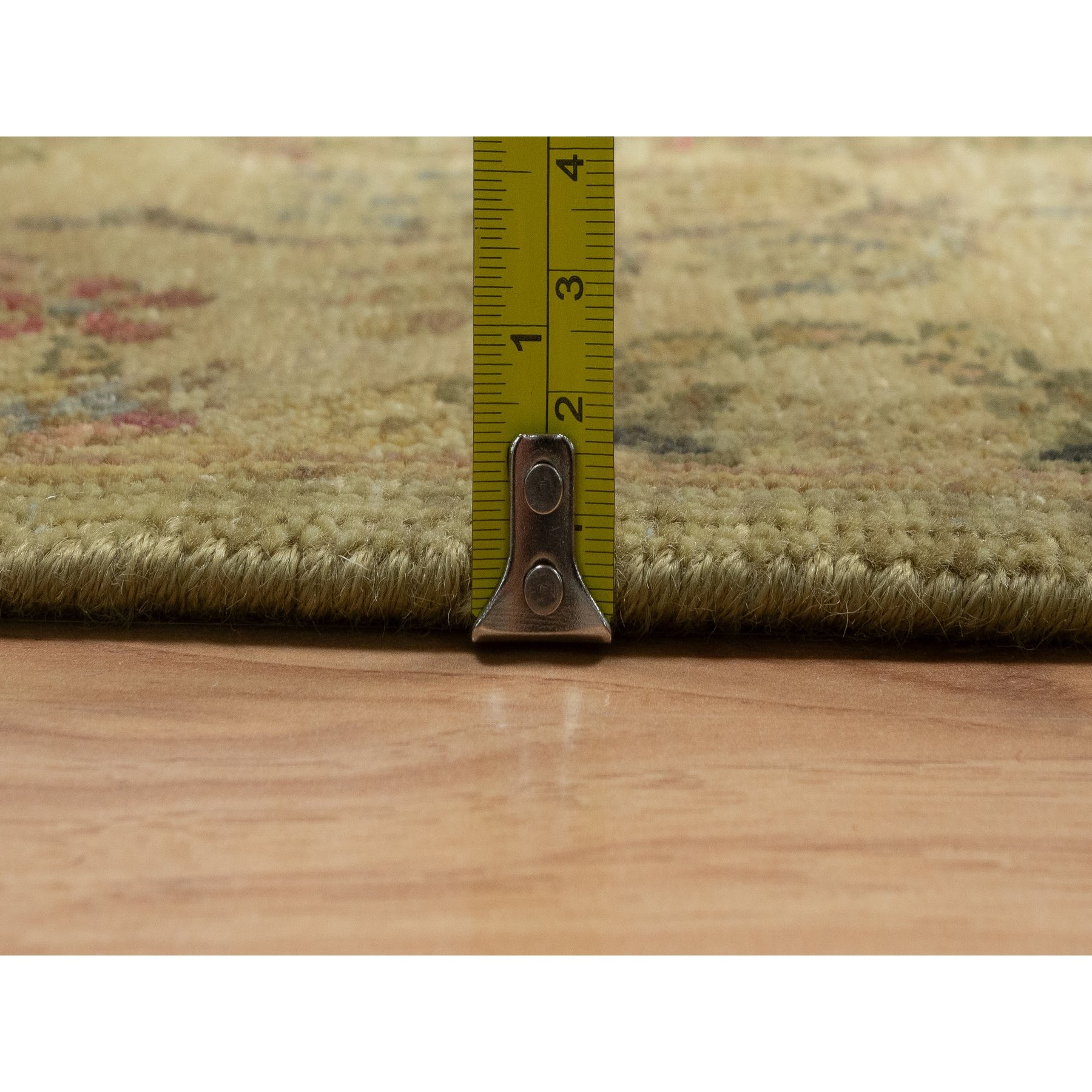 5'1"x7'10" Olive Green, Botanical Design, Hand Knotted, Pure 100% Himalayan Wool, Vegetable Dyes, Oriental Rug Sh91364