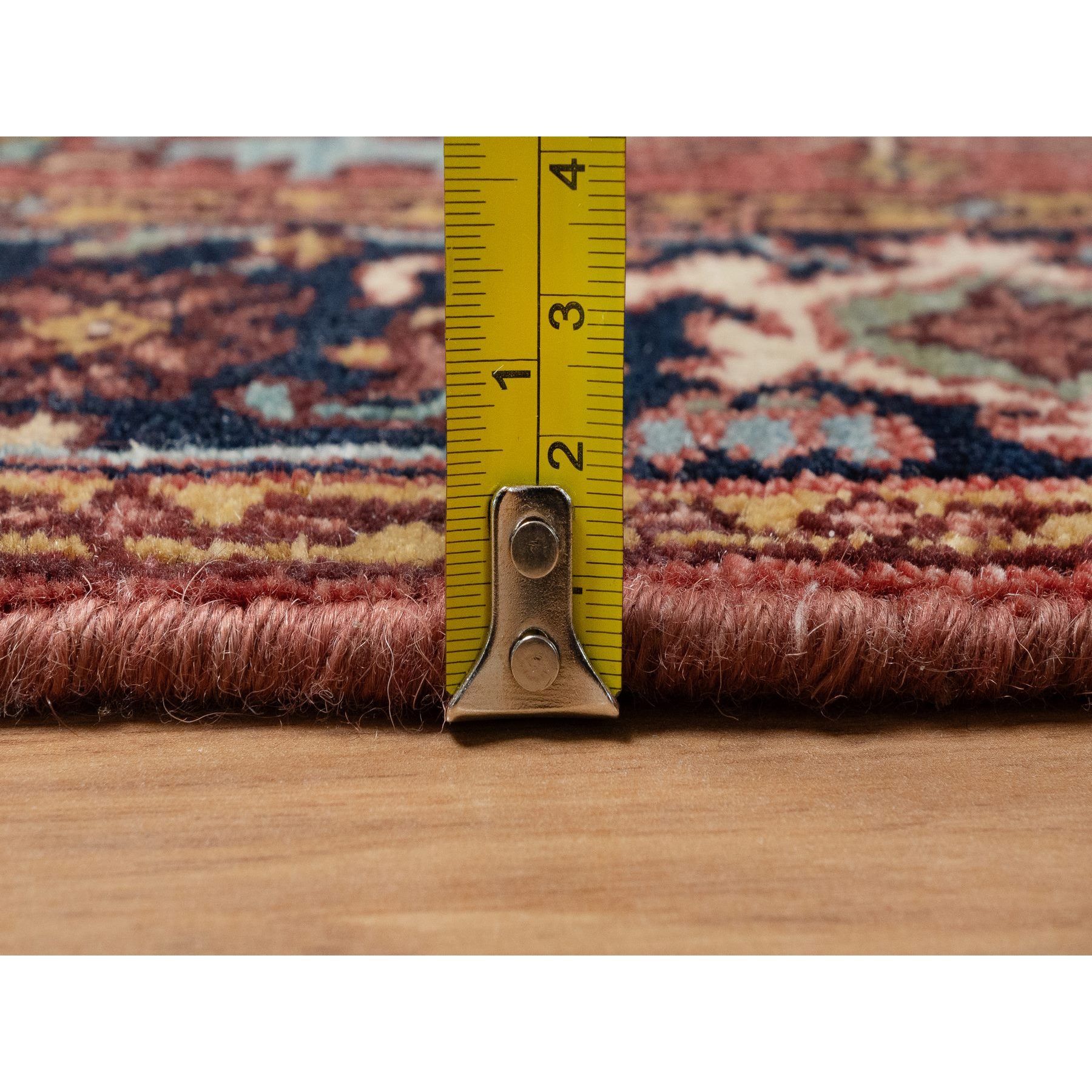 2'7"x6'1" Auburn Red, Antiqued Fine Heriz Re-Creation, Denser Weave, Vegetable Dyes, Lush and Plush, 100% Wool, Hand Knotted, Runner, Oriental Rug Sh91370