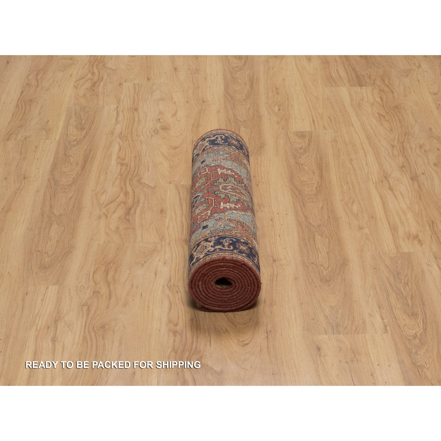 2'7"x10' Auburn Red, Antiqued Fine Heriz Re-Creation, Denser Weave, Hand Knotted, 100% Wool, Vegetable Dyes, Lush and Plush, Runner, Oriental Rug Sh91379