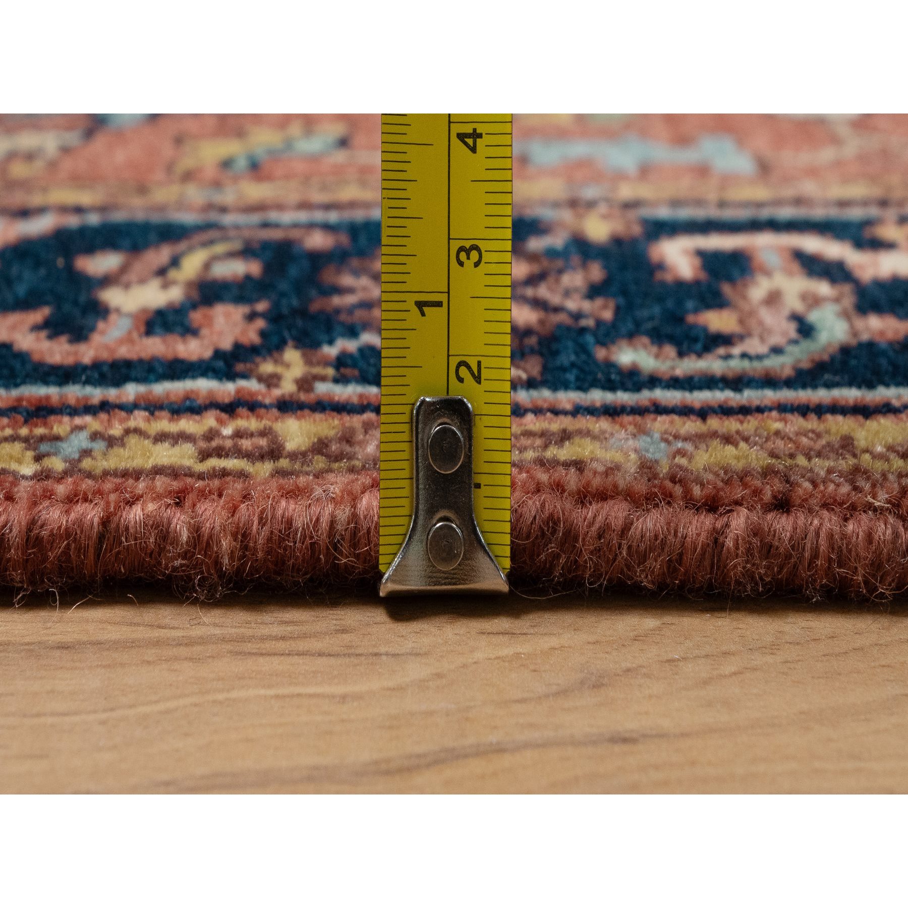 2'7"x10'1" Brick Red, Antiqued Fine Heriz Re-Creation, Denser Weave, Vegetable Dyes, Lush and Plush, Soft Wool, Hand Knotted, Runner, Oriental Rug Sh91382