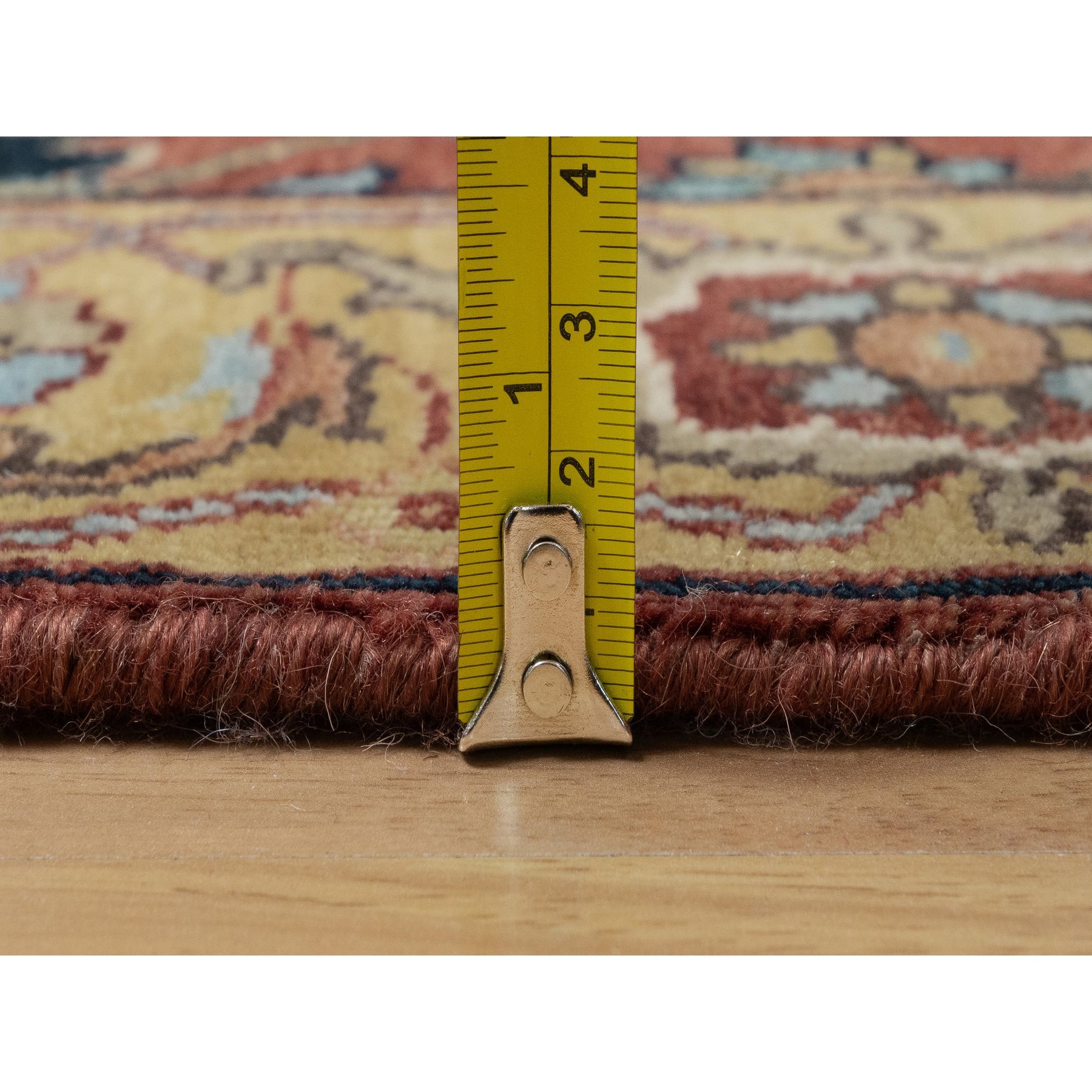 2'8"x14'1" Currant Red, Antiqued Fine Heriz Re-Creation with All Over Vines Design, Hand Knotted, 100% Wool, Vegetable Dyes, Denser Weave, Lush and Plush, Soft Pile, Runner, Oriental Rug Sh91387