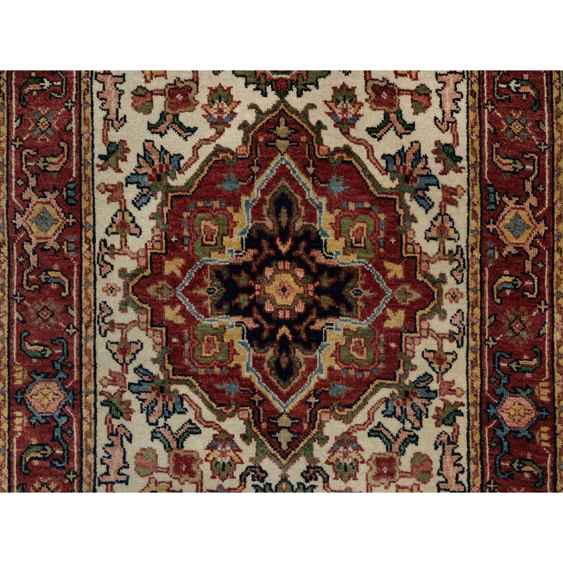 2'8"x14'3" Swan White, Antiqued Fine Heriz Re-Creation, Natural Dyes, Hand Knotted, Plush and Lush, Soft Wool, Denser Weave, XL Runner, Oriental Rug Sh91388