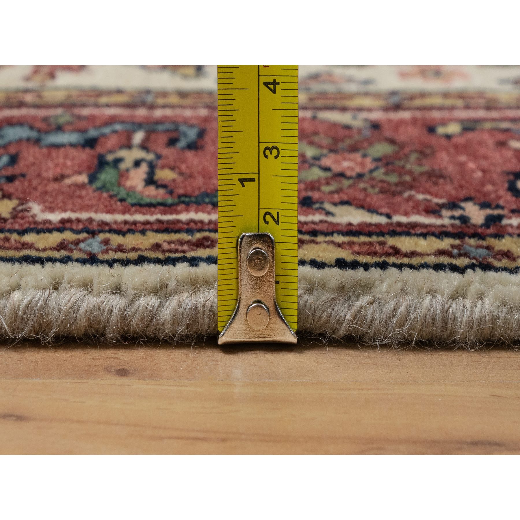 2'8"x14'3" Swan White, Antiqued Fine Heriz Re-Creation, Natural Dyes, Hand Knotted, Plush and Lush, Soft Wool, Denser Weave, XL Runner, Oriental Rug Sh91388