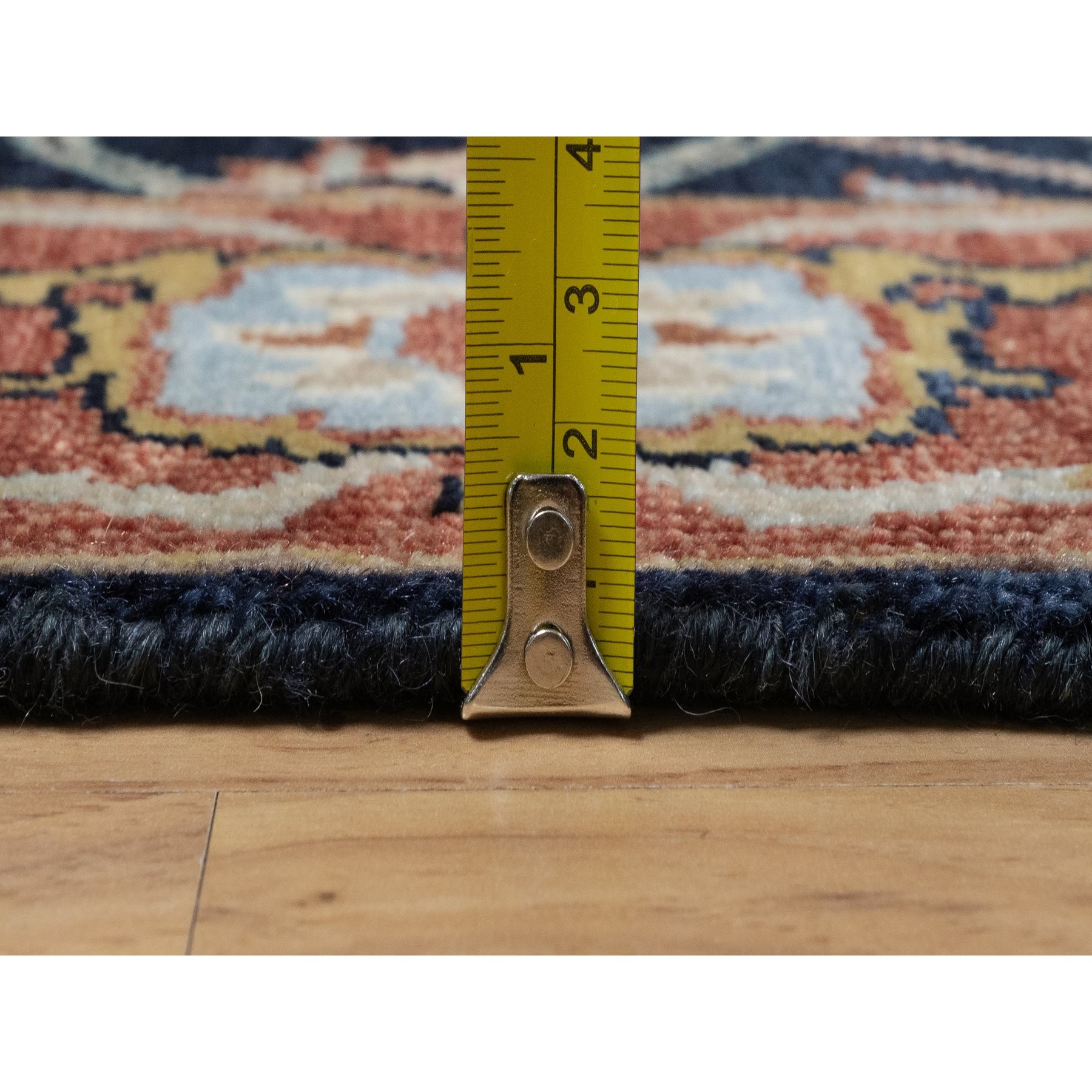2'6"x22' Midnight Blue, Antiqued Fine Heriz Re-Creation with All Over Vines Design, Hand Knotted, Soft Pile, Vegetable Dyes, 100% Wool, XL Runner, Oriental Rug Sh91389